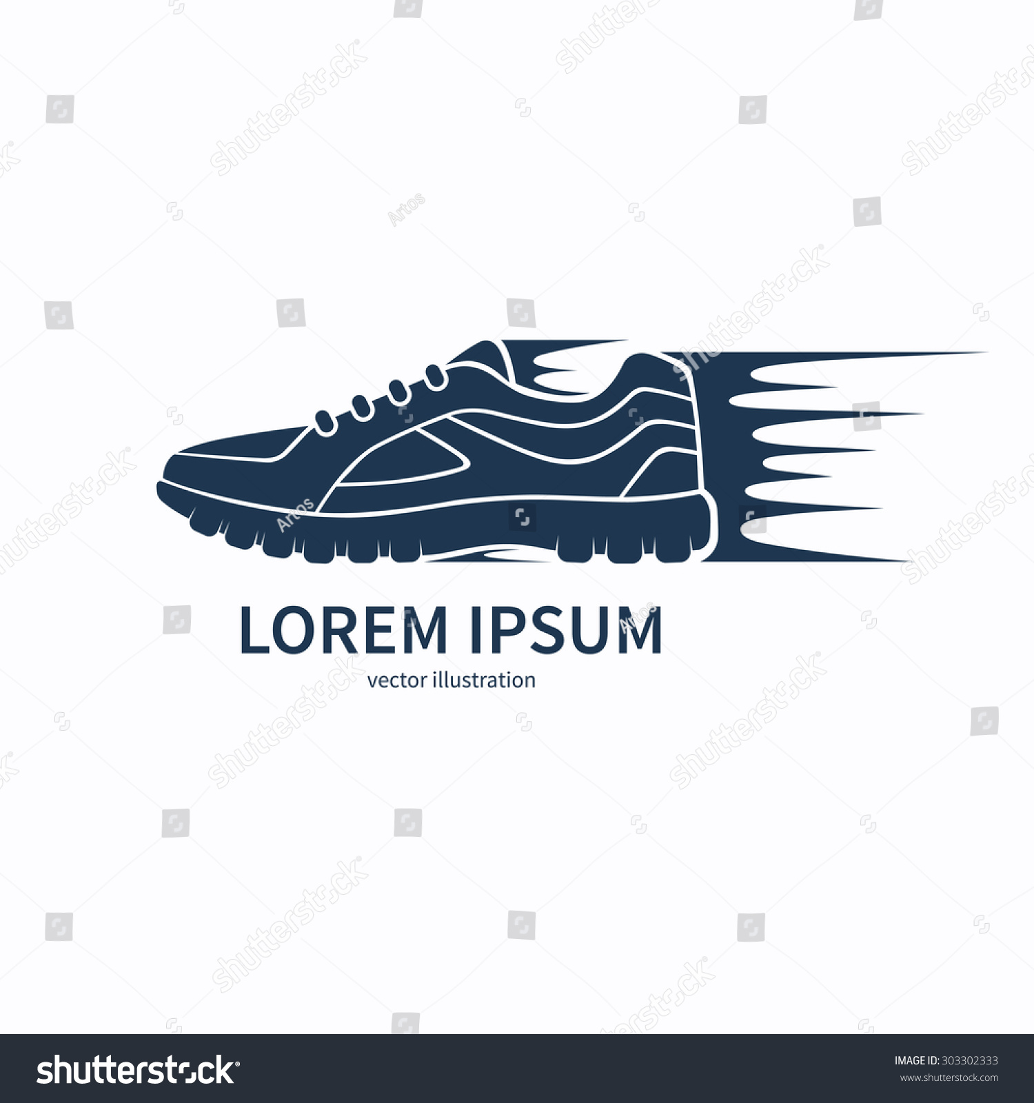 Speeding Running Shoe Icon, Symbol Or Logo. Sneaker Silhouette With ...