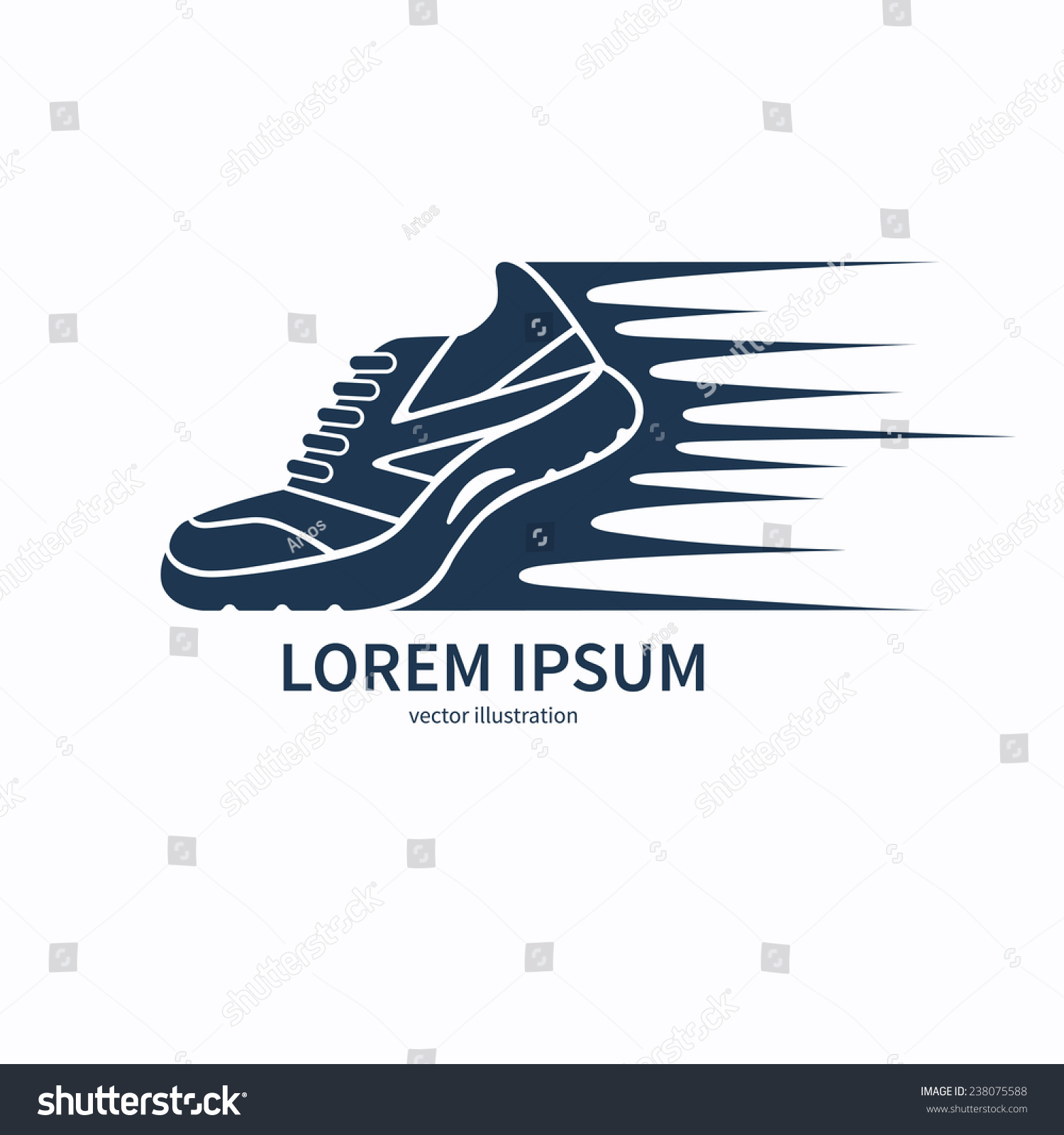 Speeding Running Sport Shoe Symbol, Icon Or Logo. Vector Illustration ...