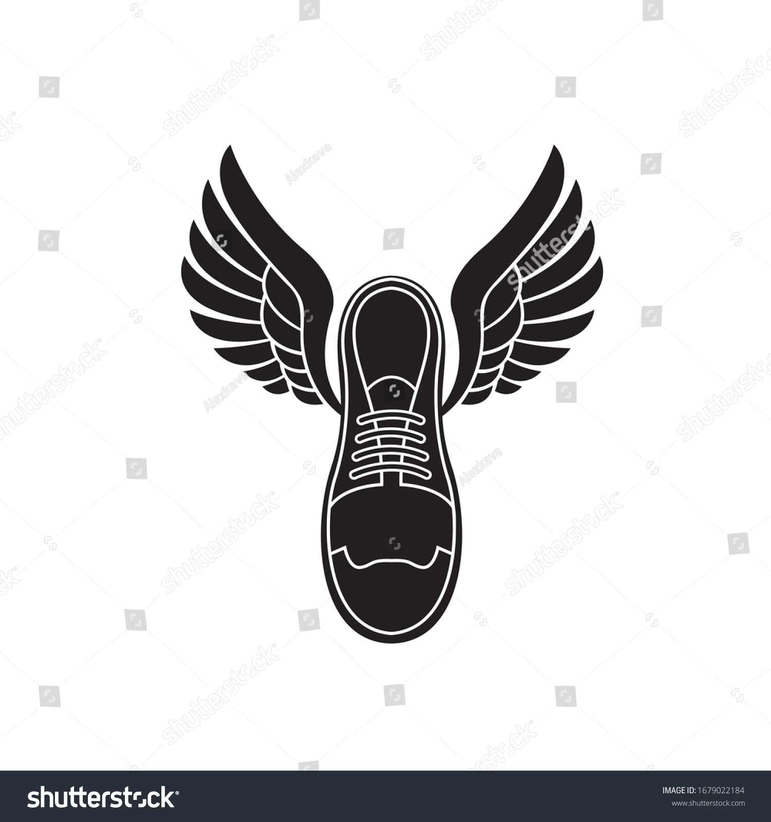 Speeding Sport Shoes Wings Isolated On Stock Vector (Royalty Free ...