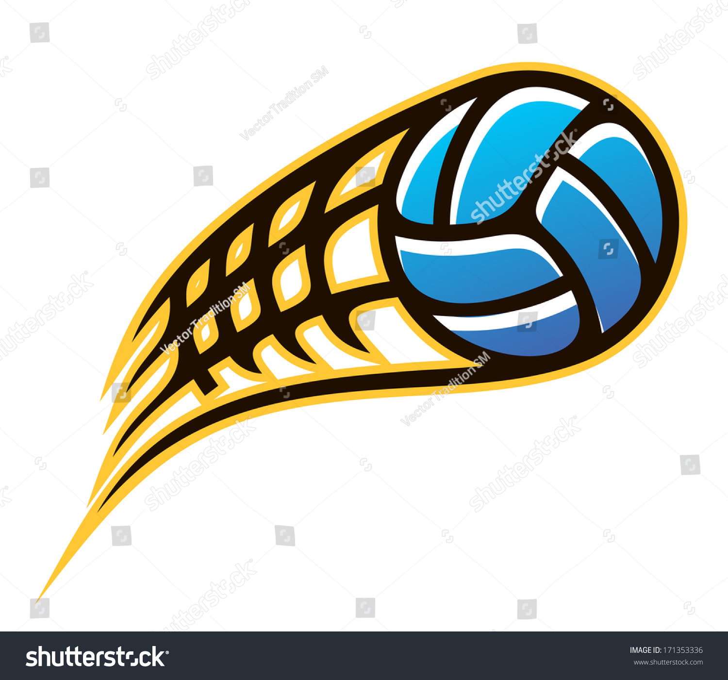 Speeding Volleyball Logo Ball Flying Through The Air With Motion Lines ...