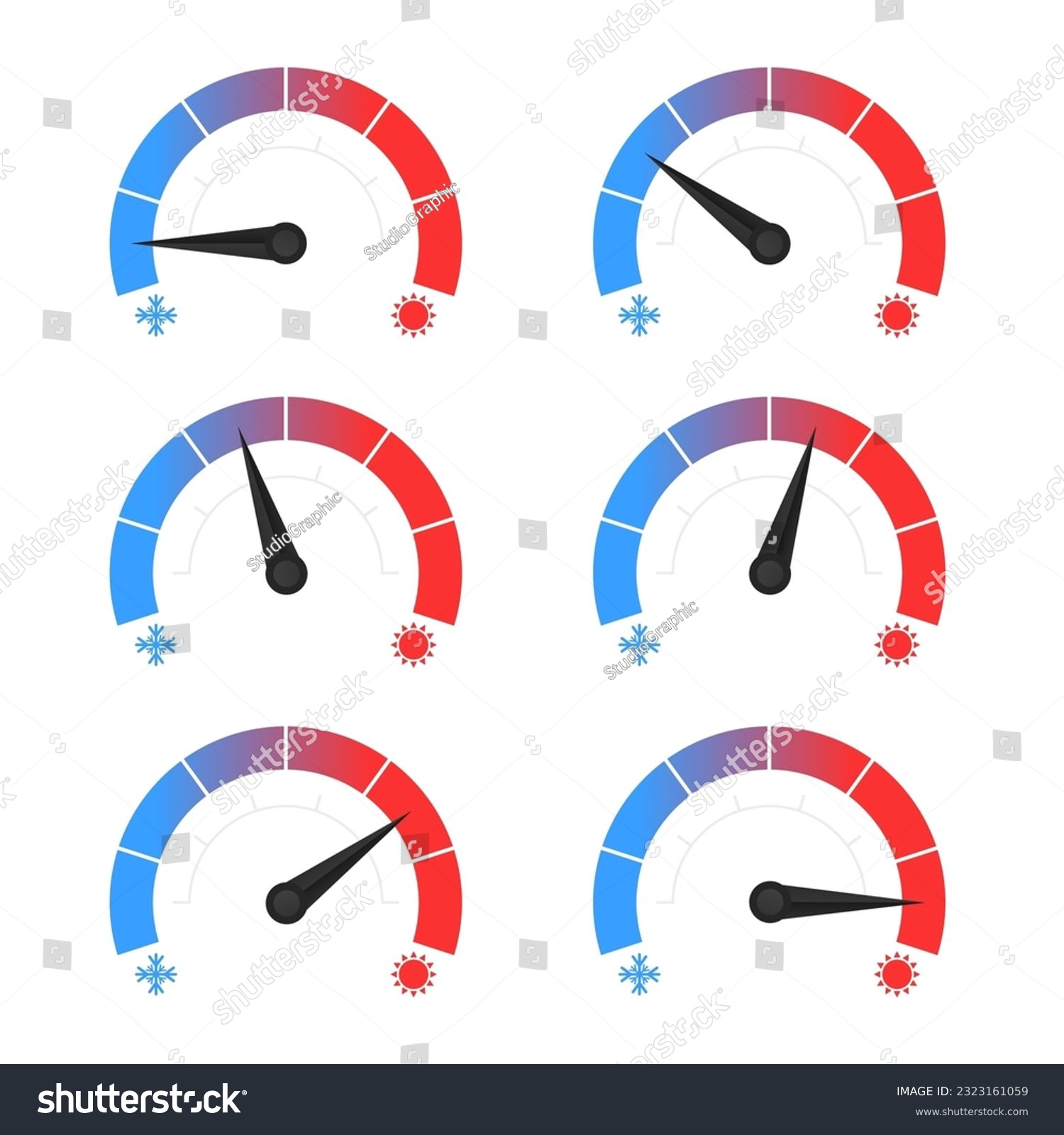 SVG of Speedometer cold and hot icon. Thermometer for Hot and Cold temperature on white background. Vector illustration svg