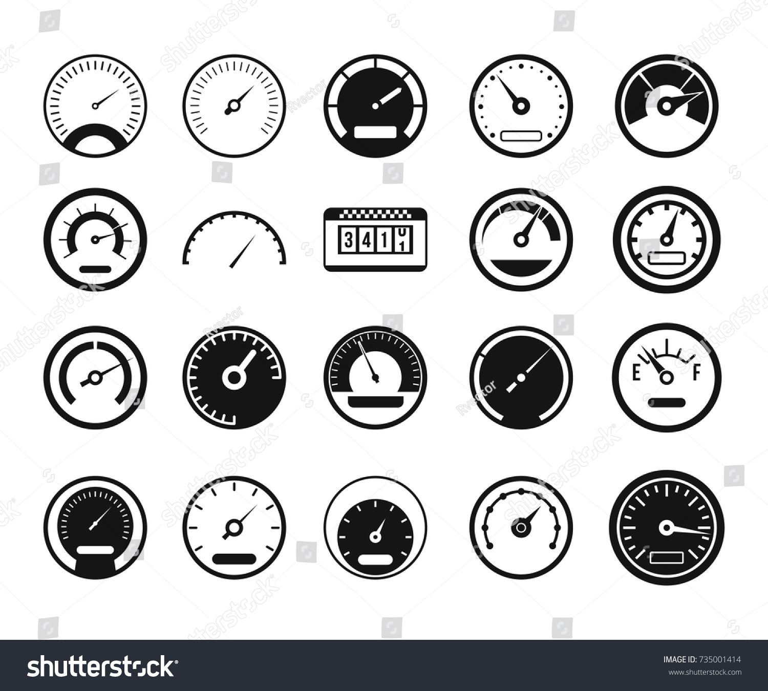 Speedometer Icon Set Simple Set Speedometer Stock Vector (Royalty Free ...