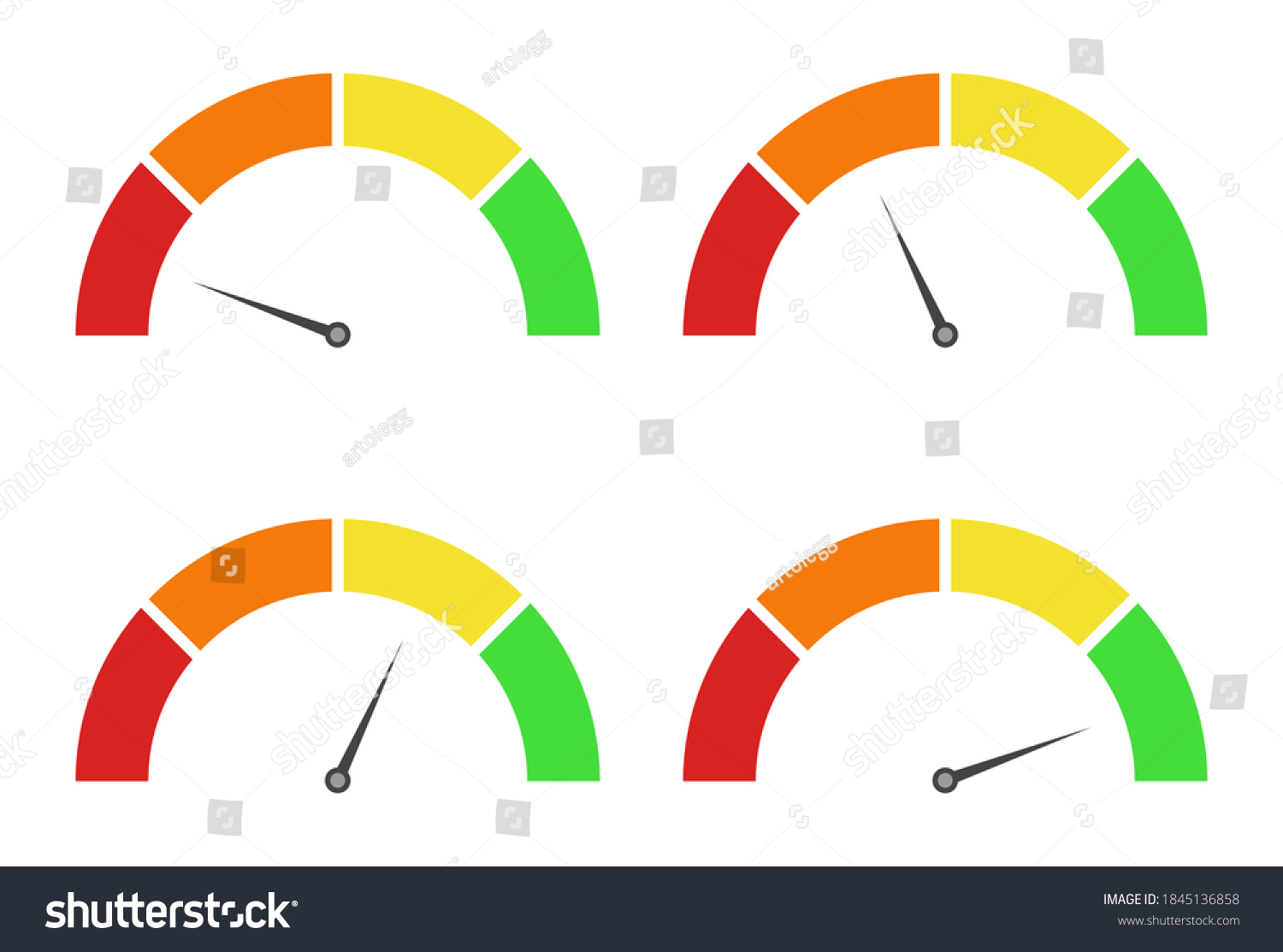 Speedometer Icons Arrows Dashboard Green Yellow Stock Vector (Royalty ...