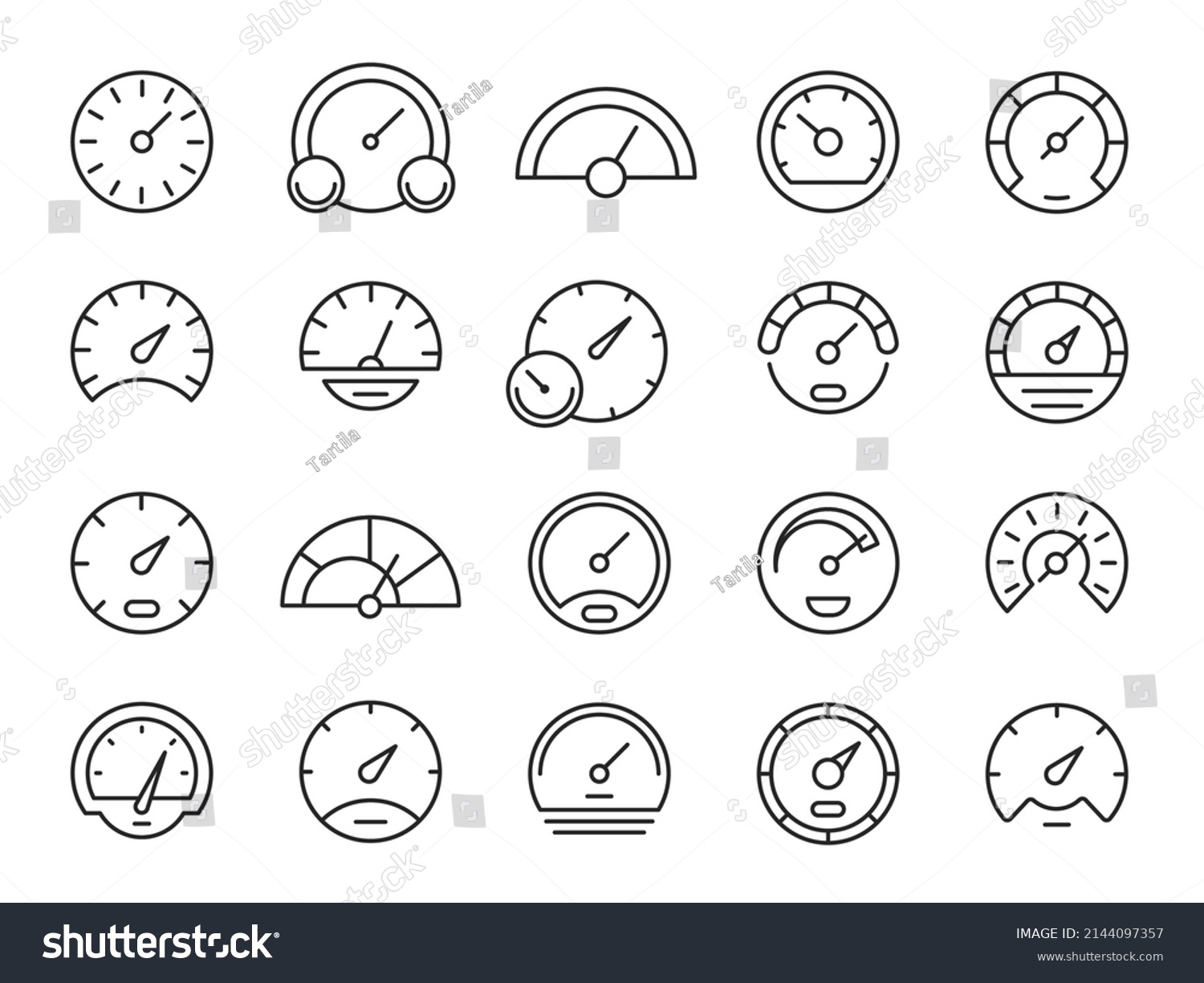 Speedometer Line Icons Loading Downloading Speed Stock Vector (Royalty ...