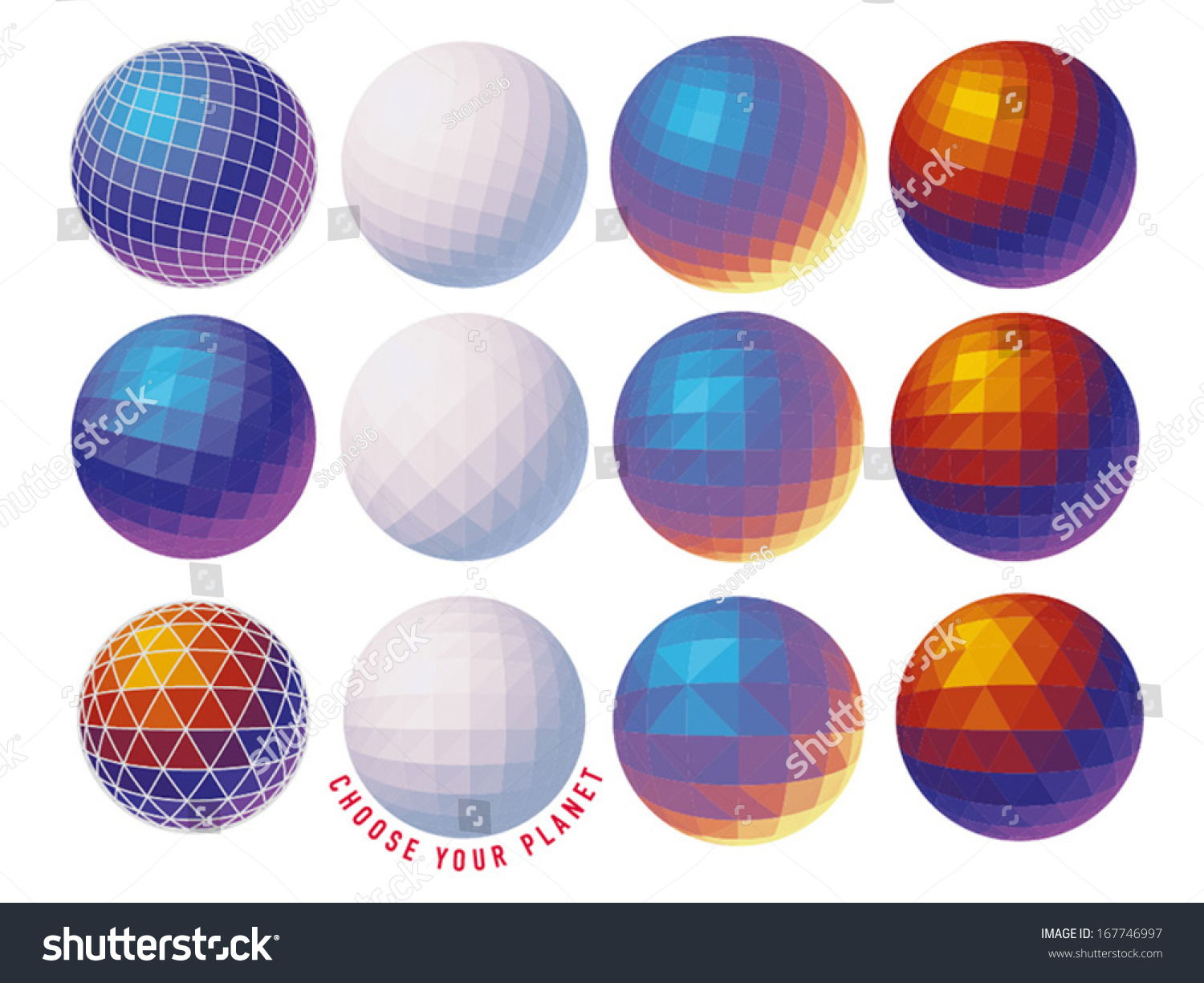 Spherical shape different triangle patterns 