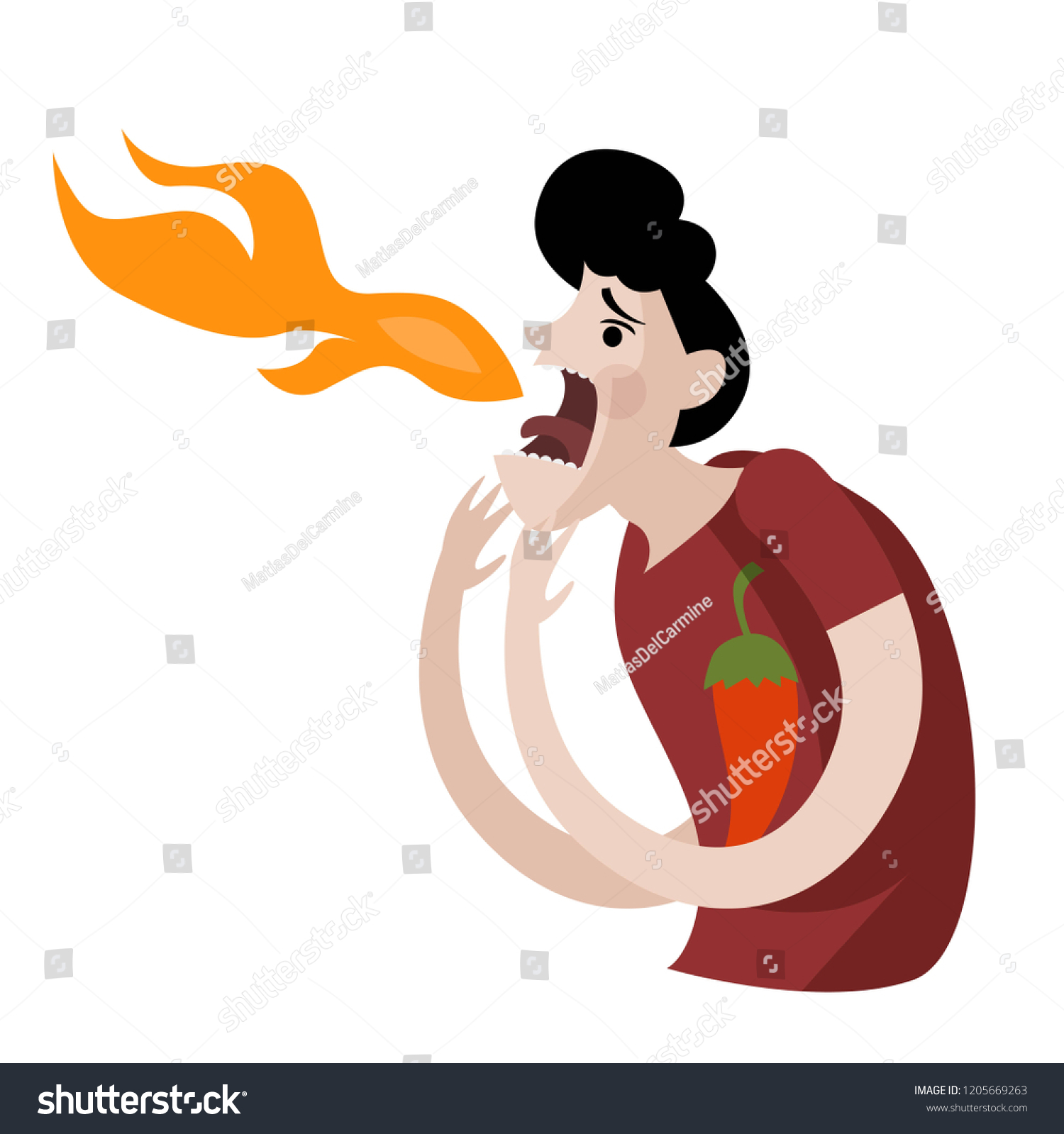 Spicy Food Burning Stock Vector (Royalty Free) 1205669263