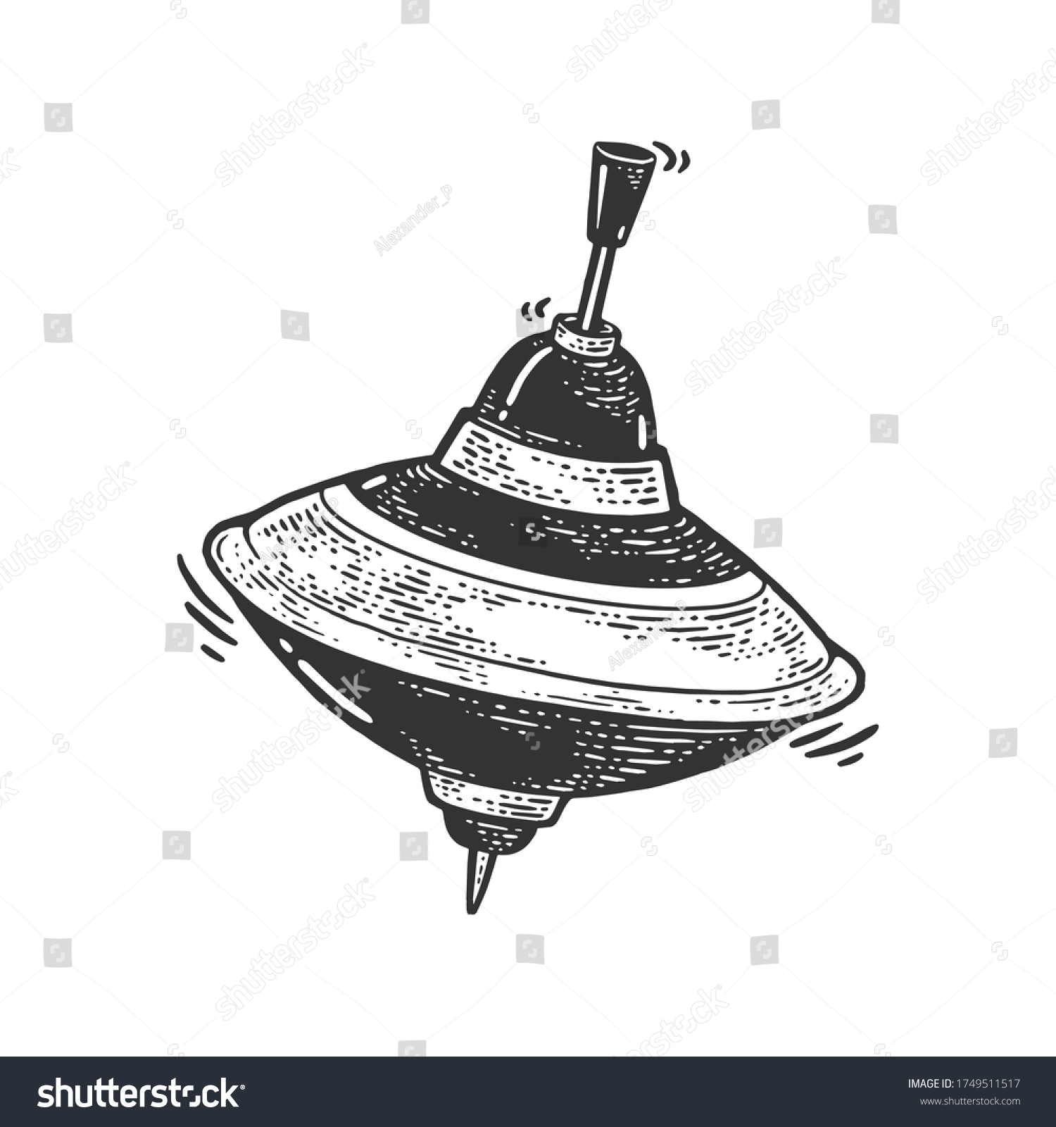 Spinning Top Toy Sketch Engraving Vector Stock Vector (Royalty Free ...