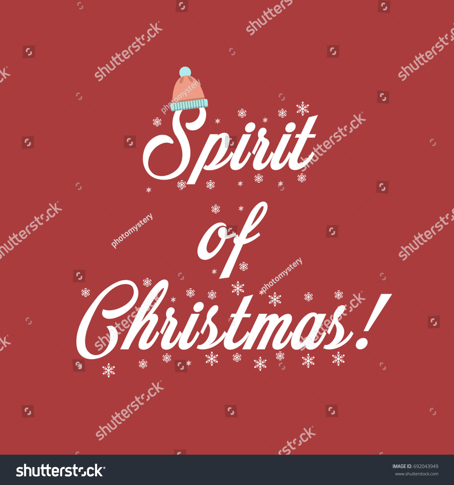 Spirit Christmas Printable Xmas Vector Red Stock Vector Royalty Free 692043949