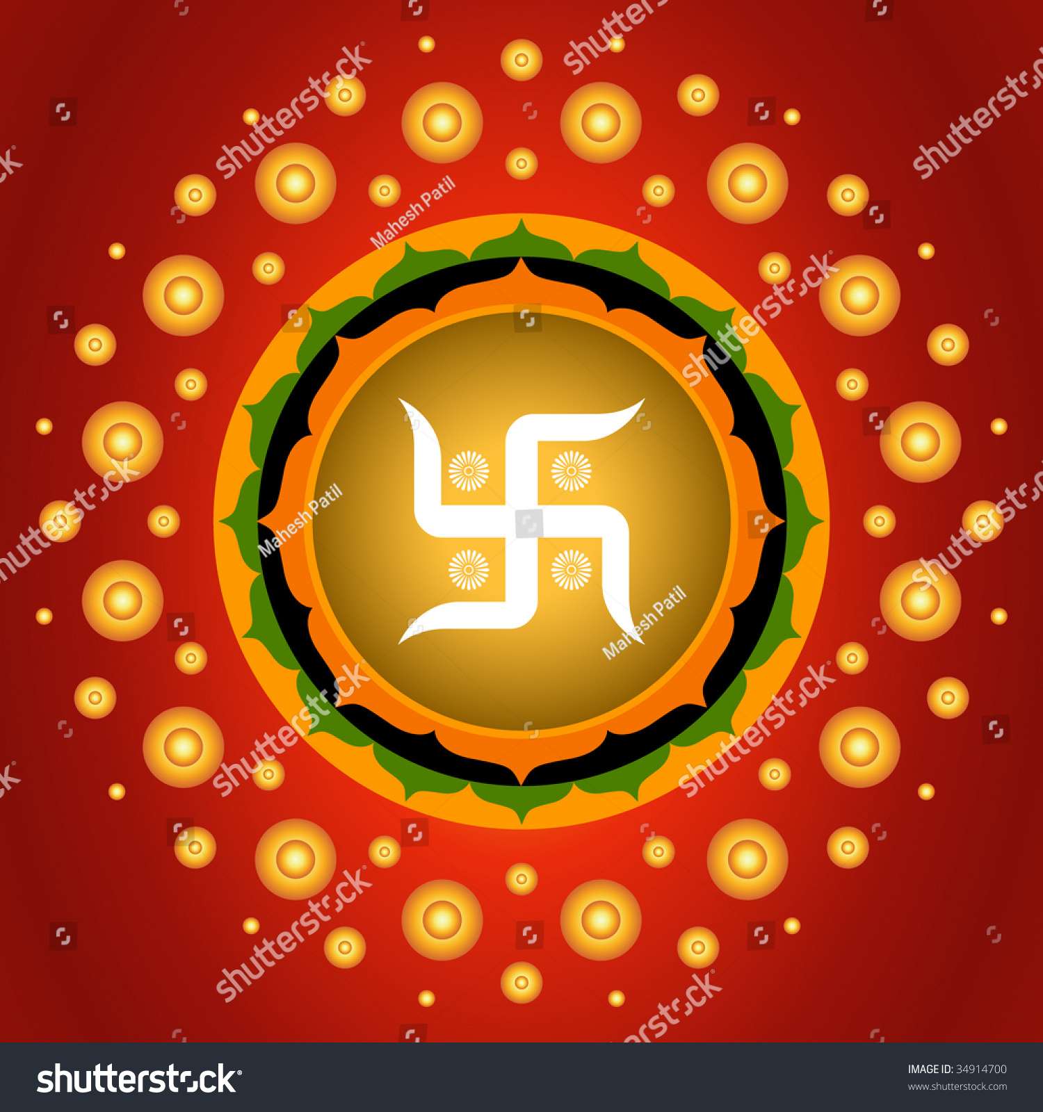 Spiritual Swastika Background Stock Vector Illustration 34914700 ...