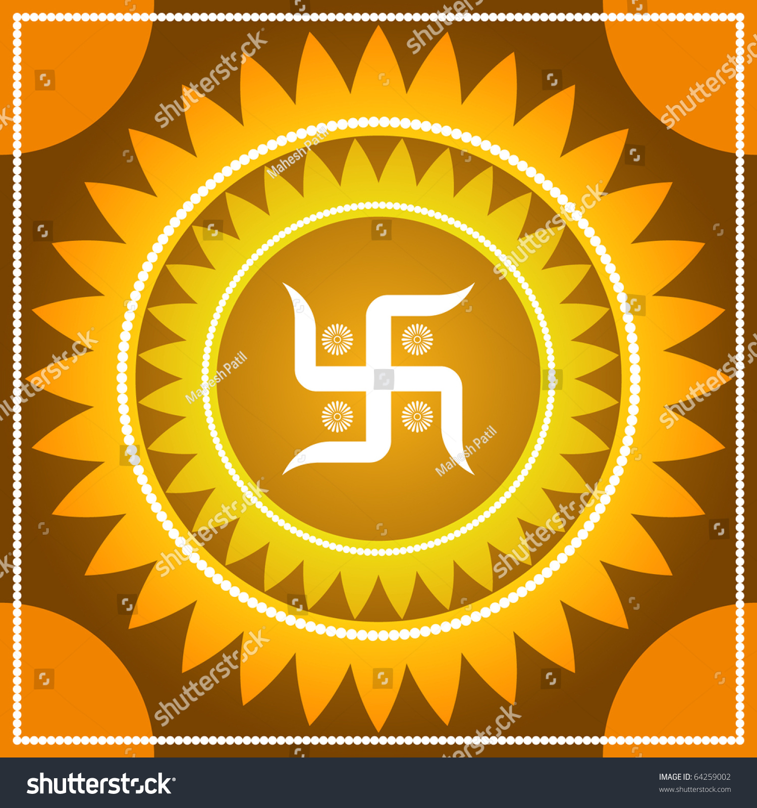 Spiritual Swastika Design Stock Vector 64259002 - Shutterstock