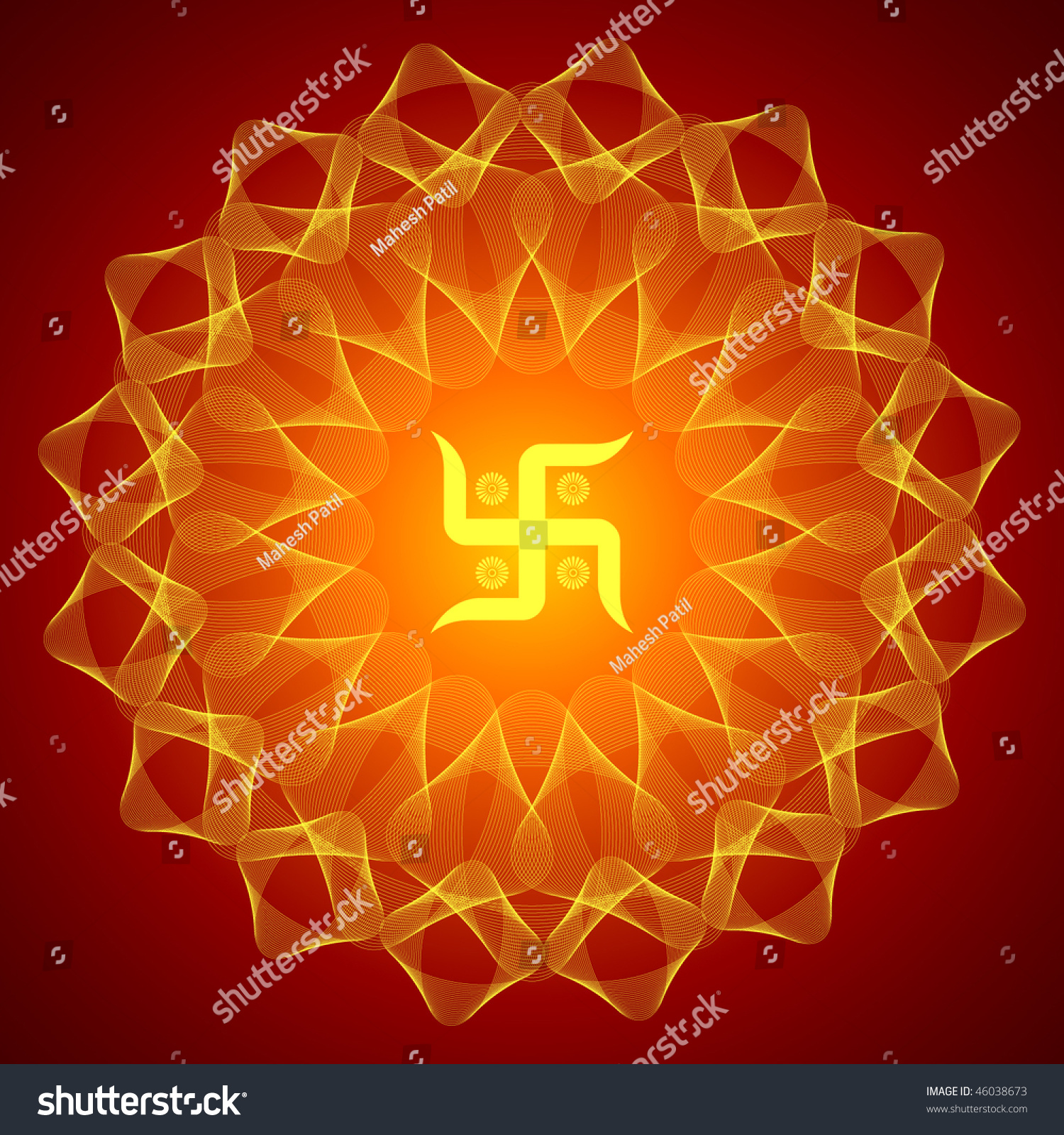 Spiritual Swastika On Mandala Background Stock Vector Illustration ...
