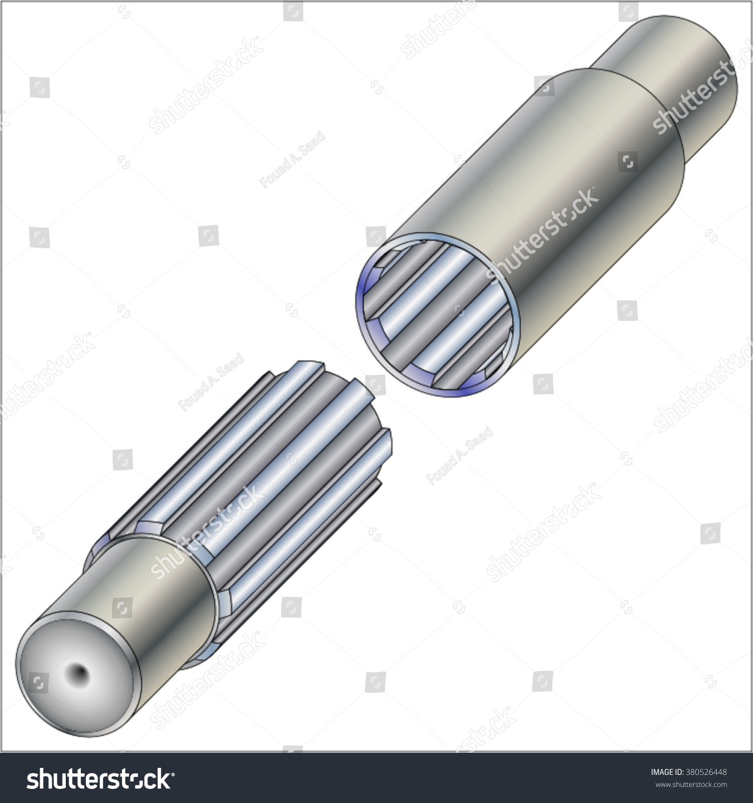 Spline Shaft Coupling Stock Vector 380526448 - Shutterstock