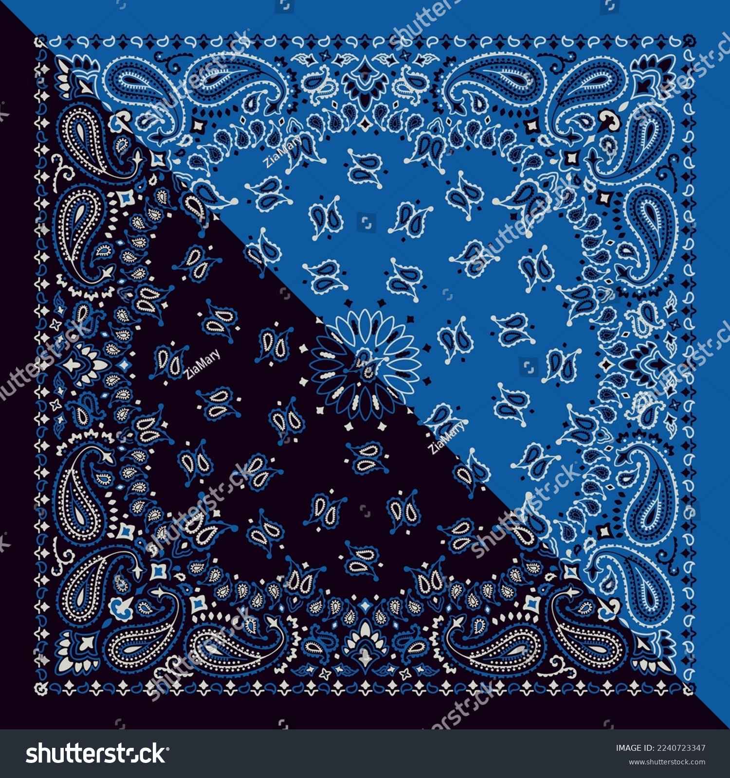 SVG of Split paisley print bandana fabric kerchief vector patchwork wallpaper svg