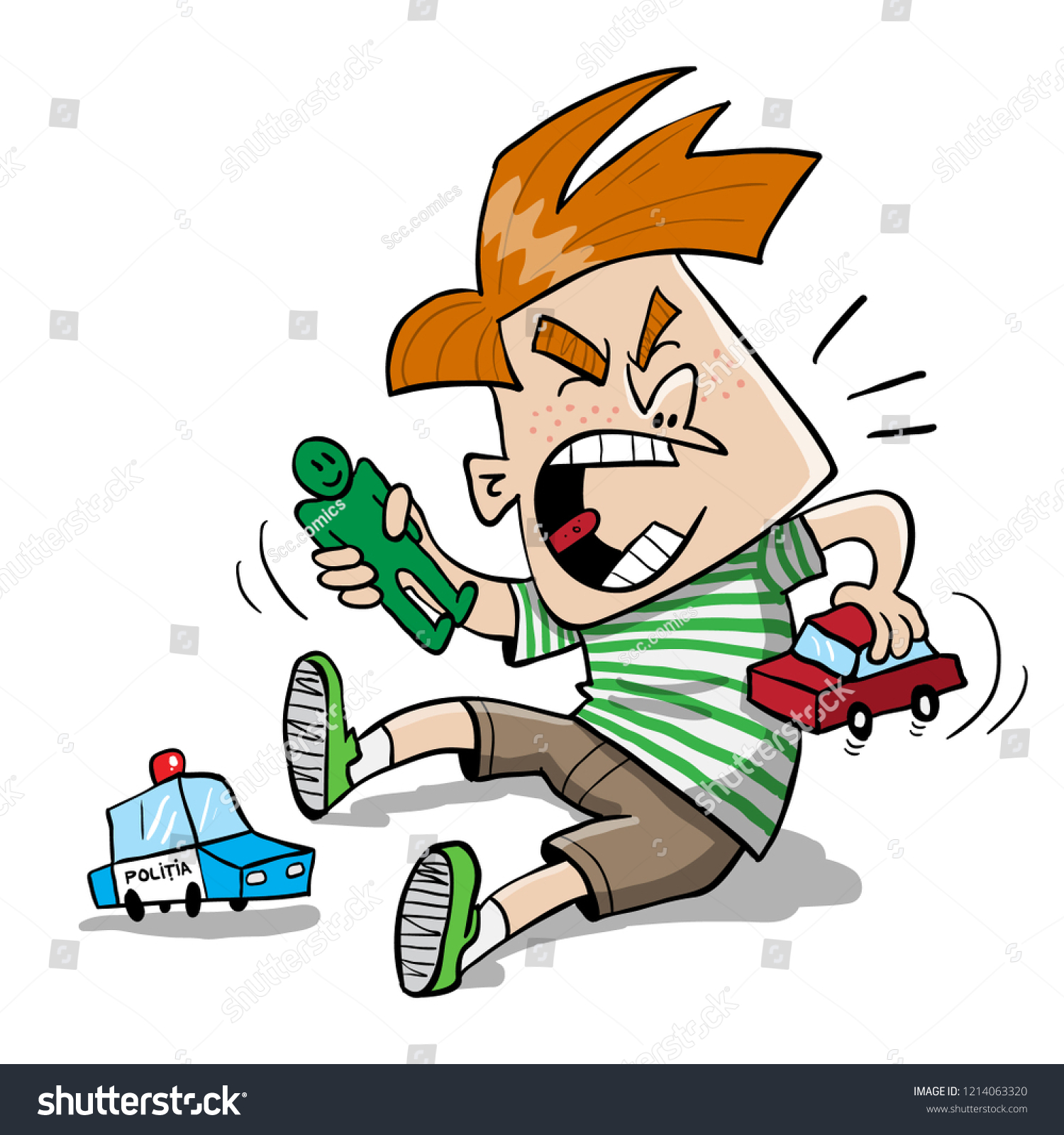 Spoiled Brat Playing Toys Yelling Stock Vector Royalty Free