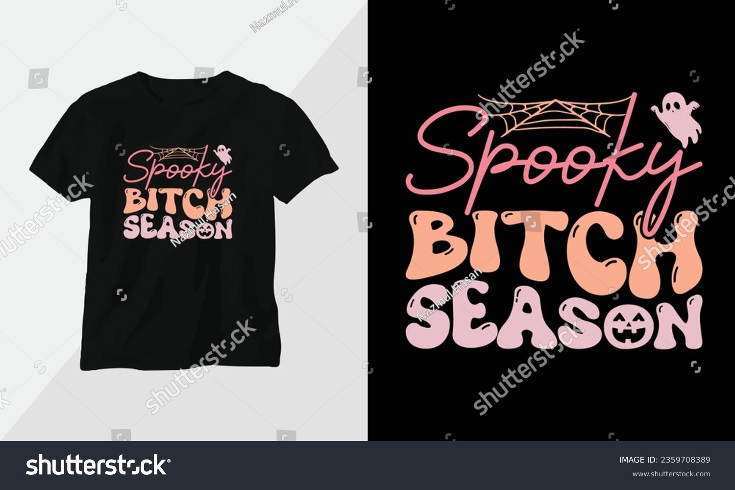 SVG of spooky bitch season - Retro Groovy Inspirational T-shirt Design with retro style svg