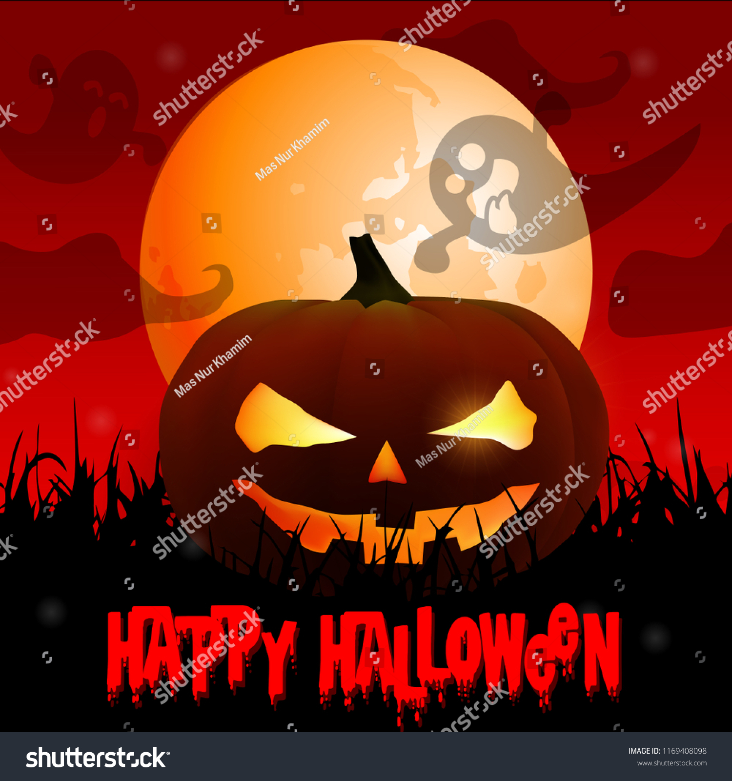 Spooky Halloween Background Pumpkins Cemetery Stock Vector Royalty Free 1169408098 Shutterstock 8168