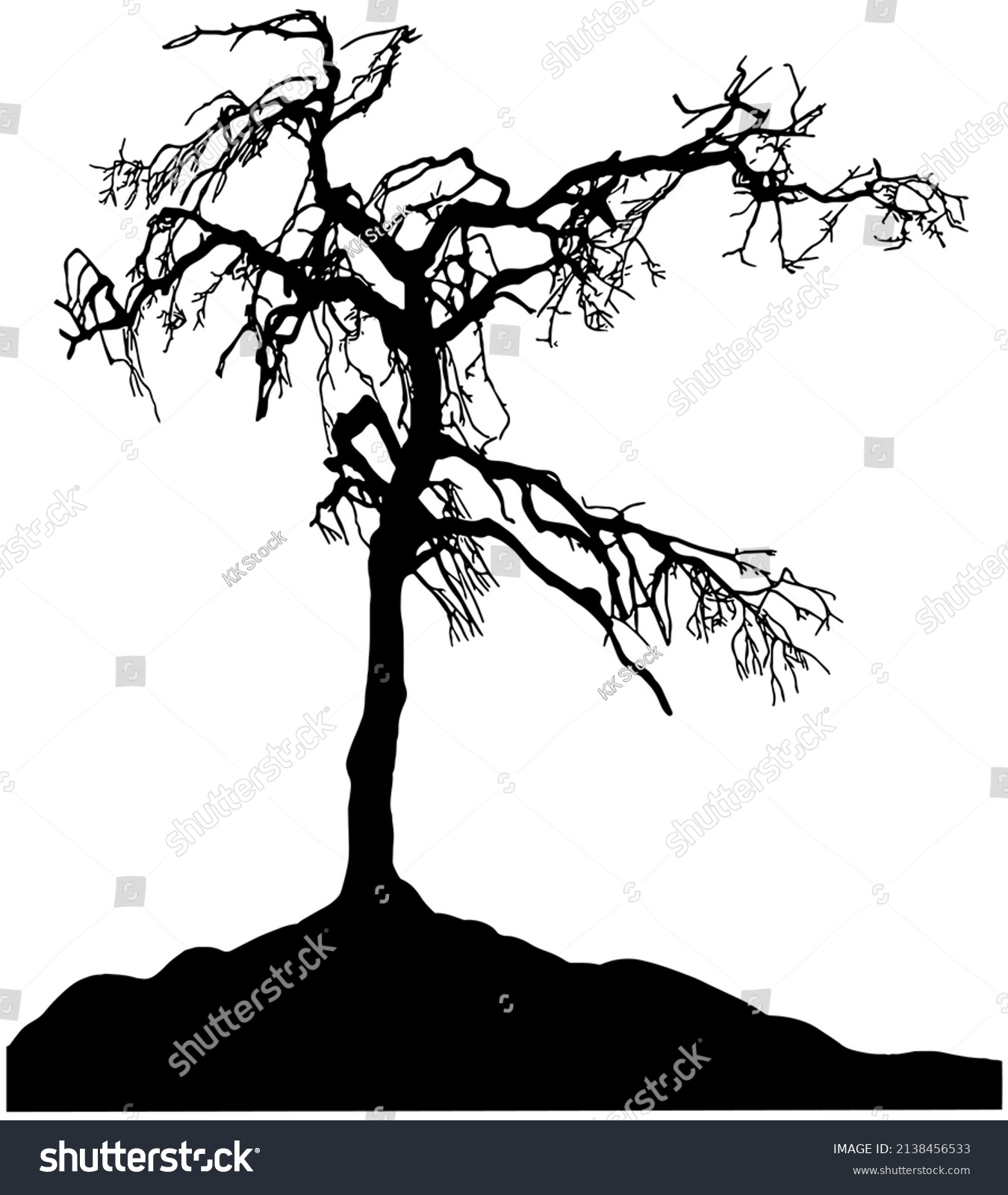 Spooky Tree Silhouette Black On White Stock Vector (royalty Free 