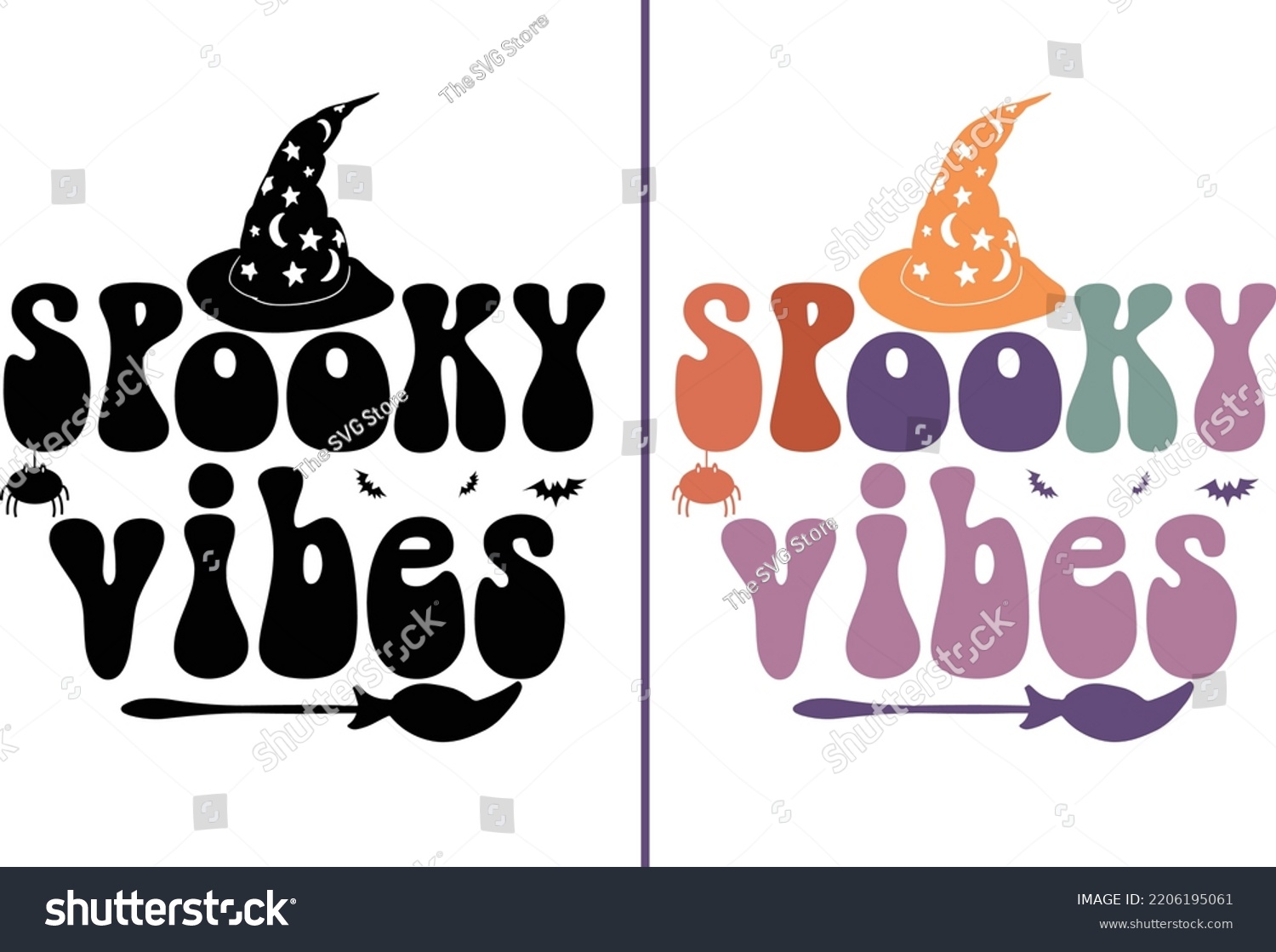 SVG of Spooky Vibes Halloween Retro Vintage Quotes cut file design svg