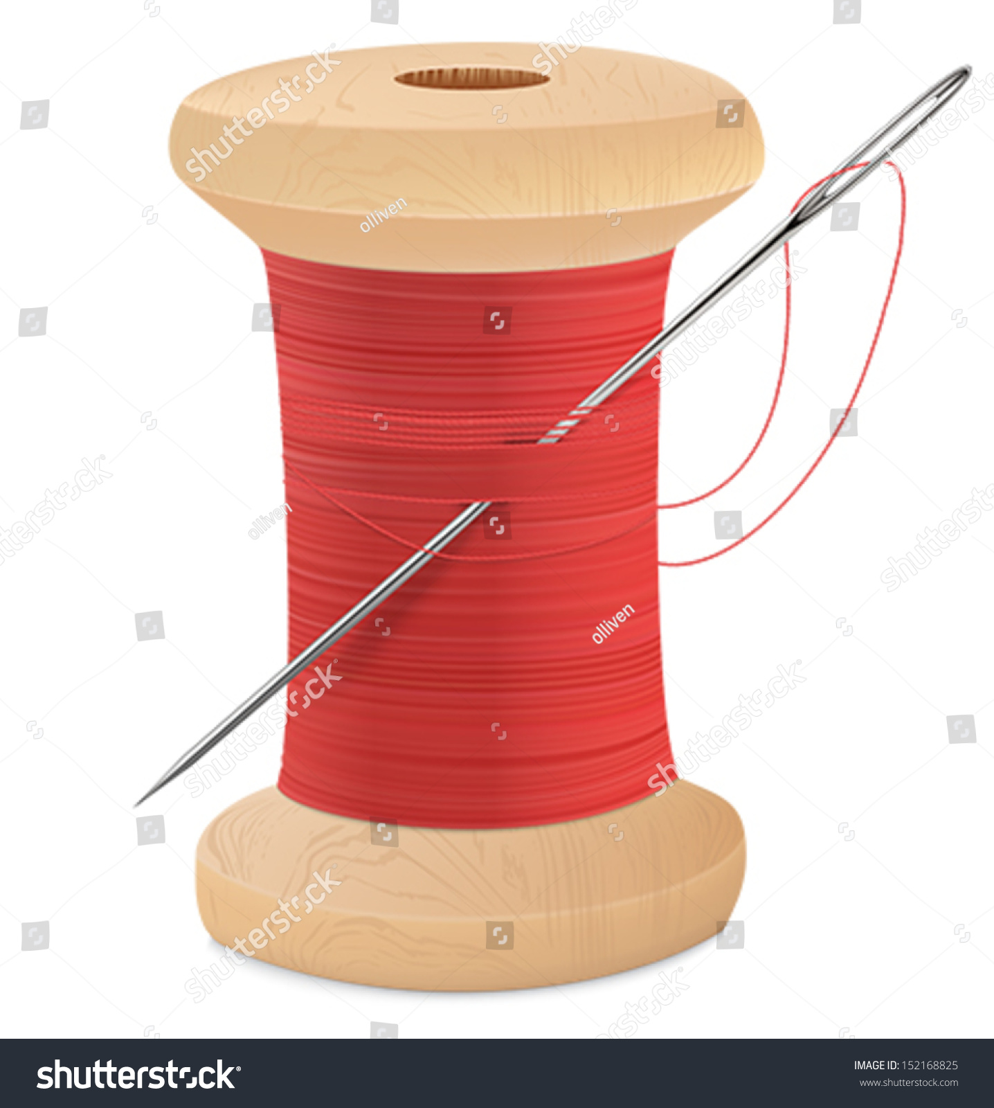 Spool Of Thread With Needle Isolated On White. Vector Illustration ...