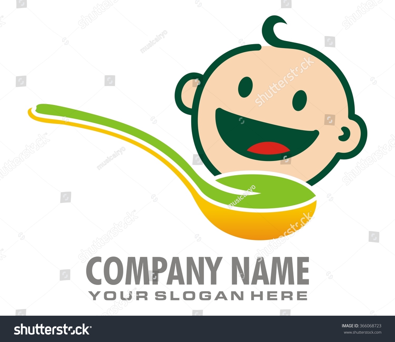 Spoonful Baby Happy Funny Healthy Food Stock Vector Royalty Free