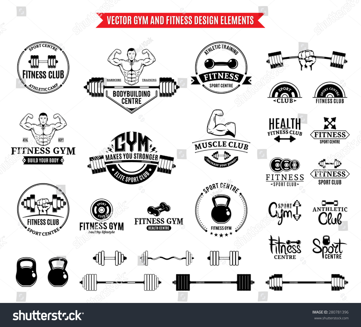 Sport Fitness Logo Templates Gym Logotypes Stock Vector 280781396 Shutterstock Fitness Logo Design Templates