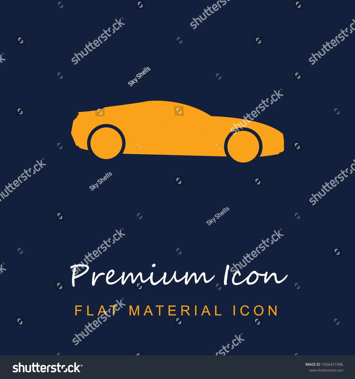 SVG of Sport Car Black Side Shape premium material ui ux isolated vector icon in navy blue and orange colors svg