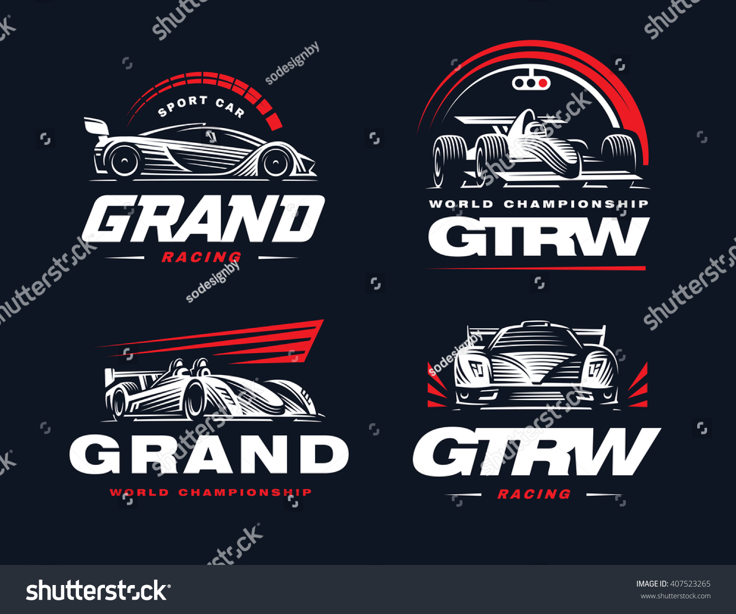 SVG of Sport cars logo set illustration on dark background. svg