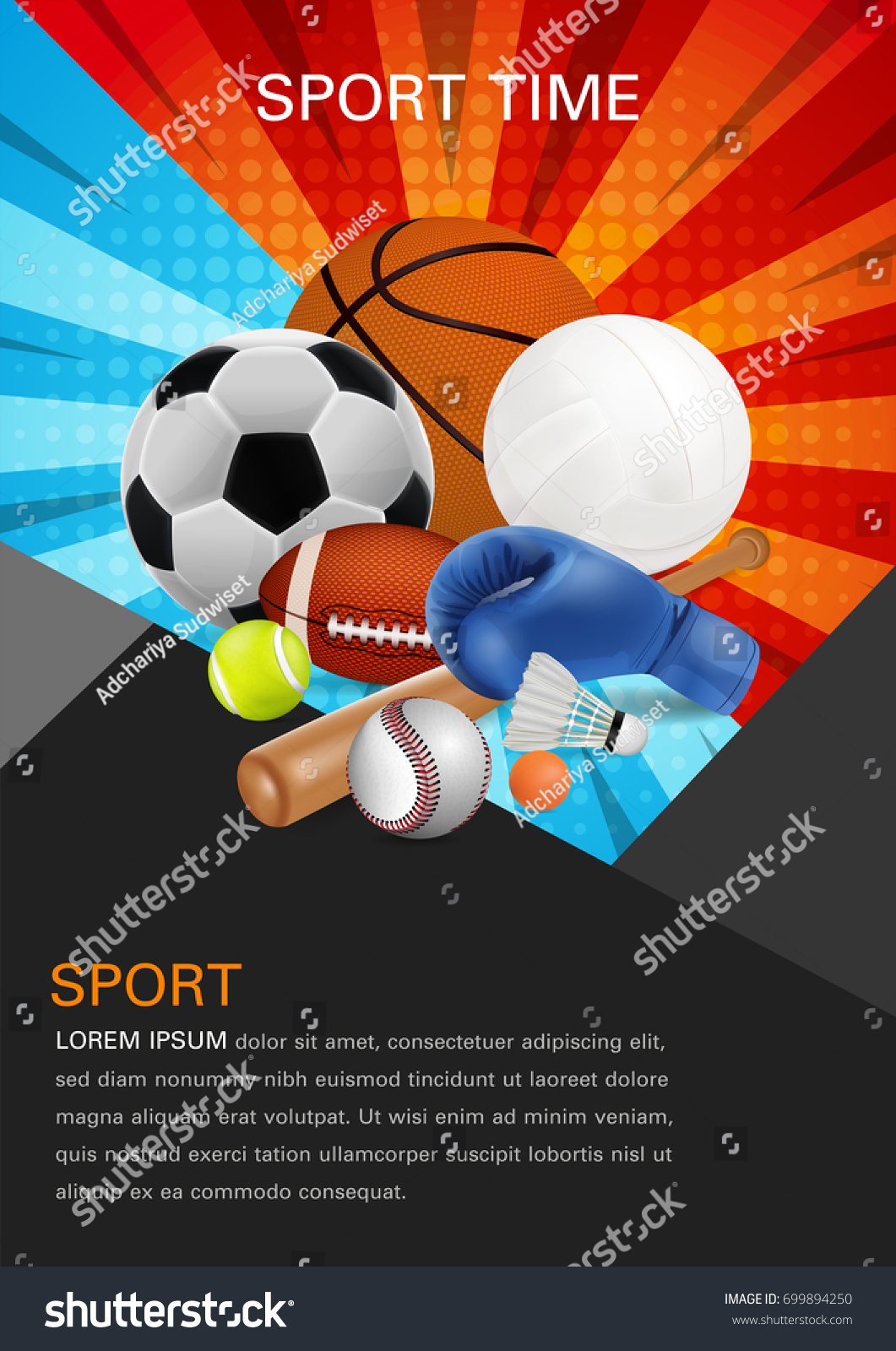 Sport Equipment Poster Design Front Page Stock Vector (Royalty Free ...