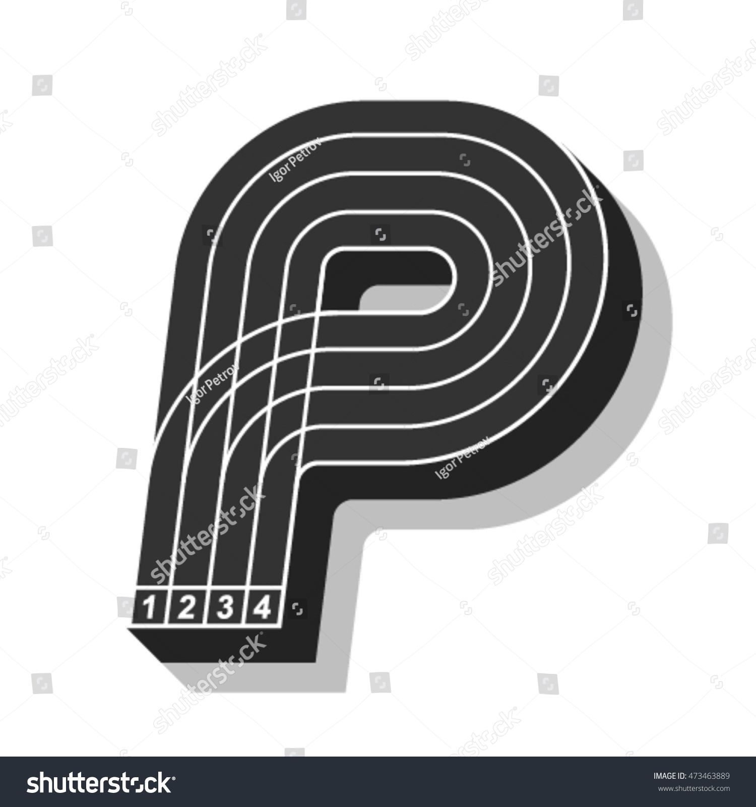 Sport Font Letter P Running Track Stock Vector (Royalty Free) 473463889