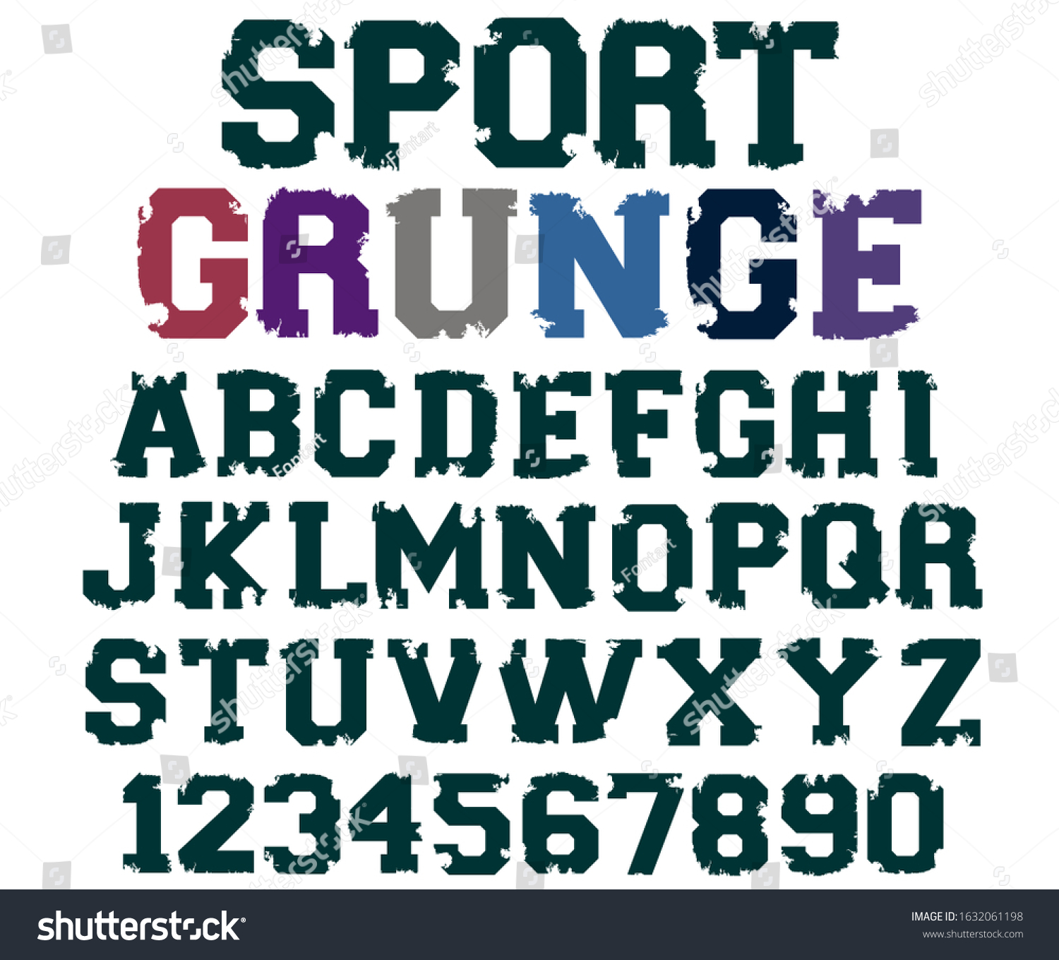 SVG of Sport grunge font vector. Varsity distressed font vector. Vintage college font, Sport alphabet, ragged edge letters and numbers. Sport design for t shirt. svg