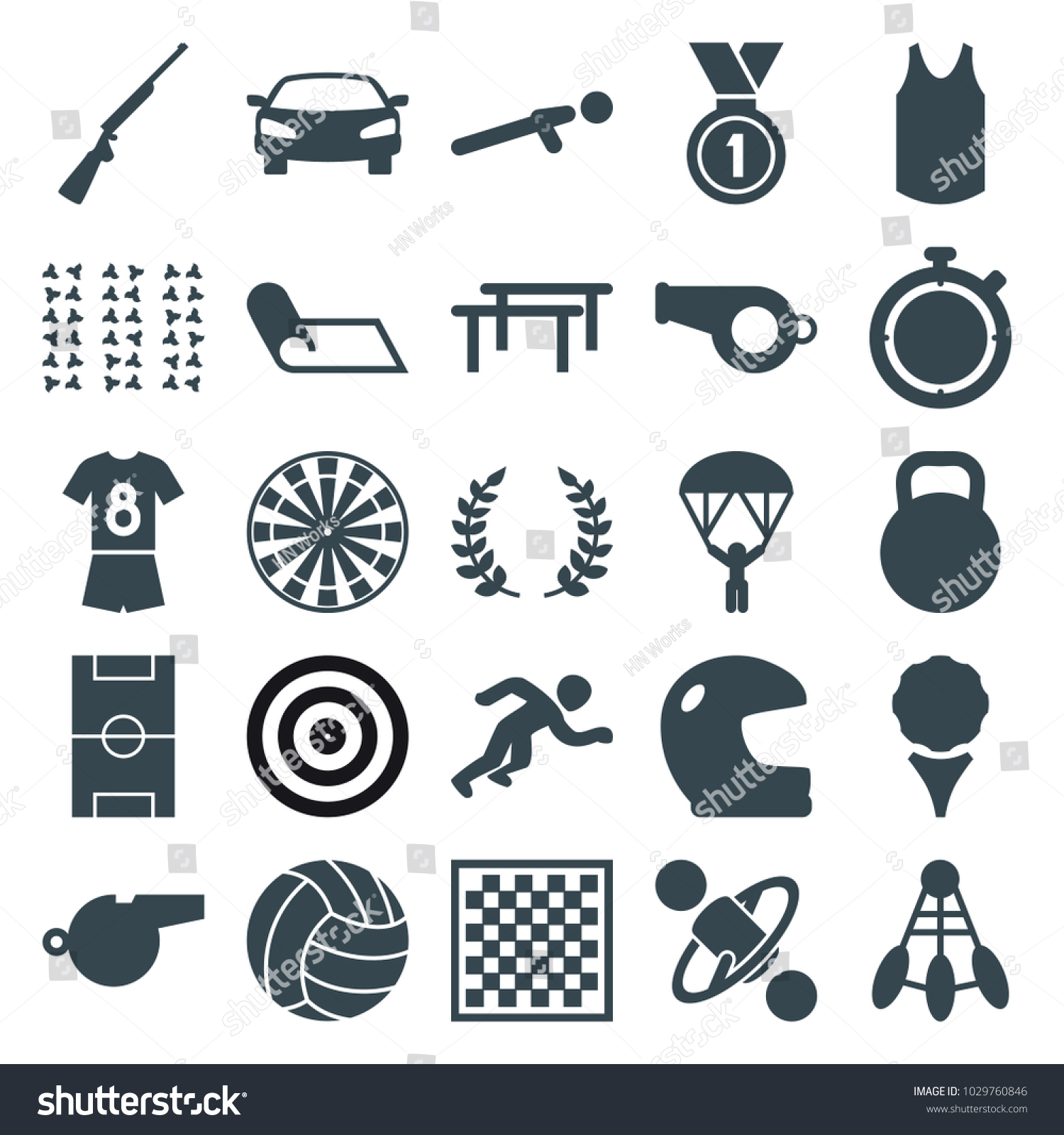 Sport Icons Set 25 Editable Filled Stock Vector Royalty Free