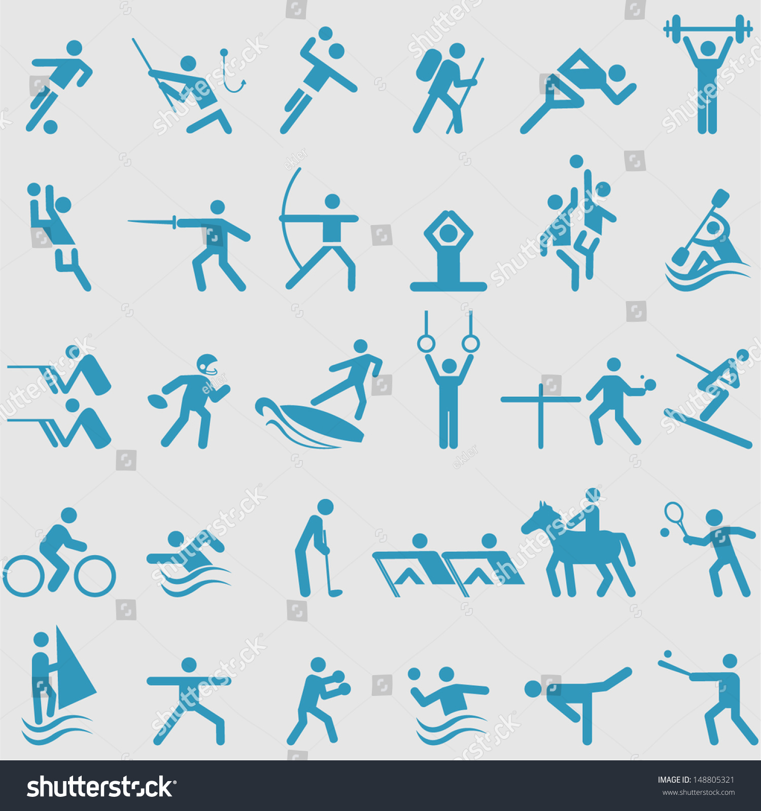 Sport Icons Set Vector Stock Vector (Royalty Free) 148805321 - Shutterstock