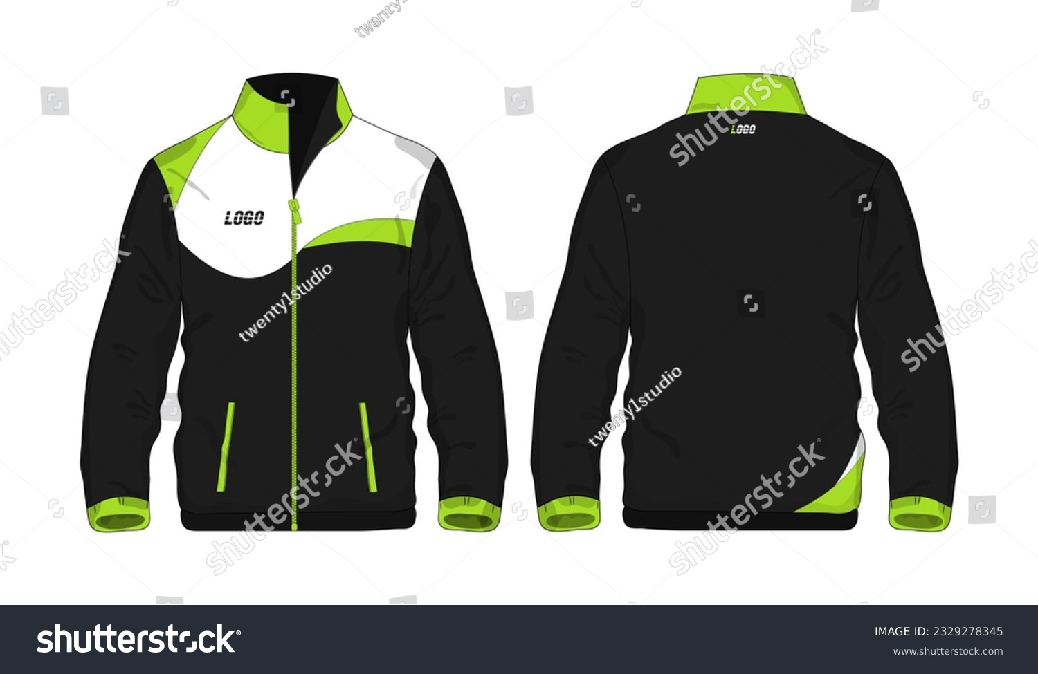SVG of Sport Jacket green and black template for design on white background. Vector illustration eps 10. svg