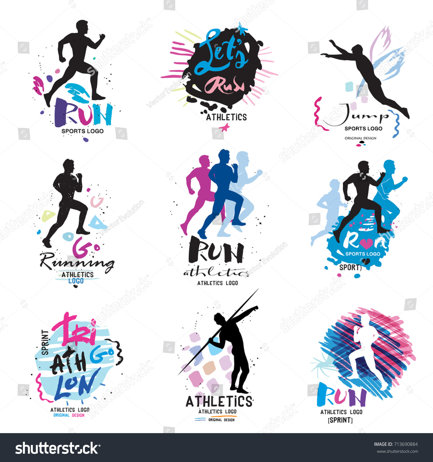 Sport Logo Logotype Sport Running Marathon Stock Vector 713690884 ...