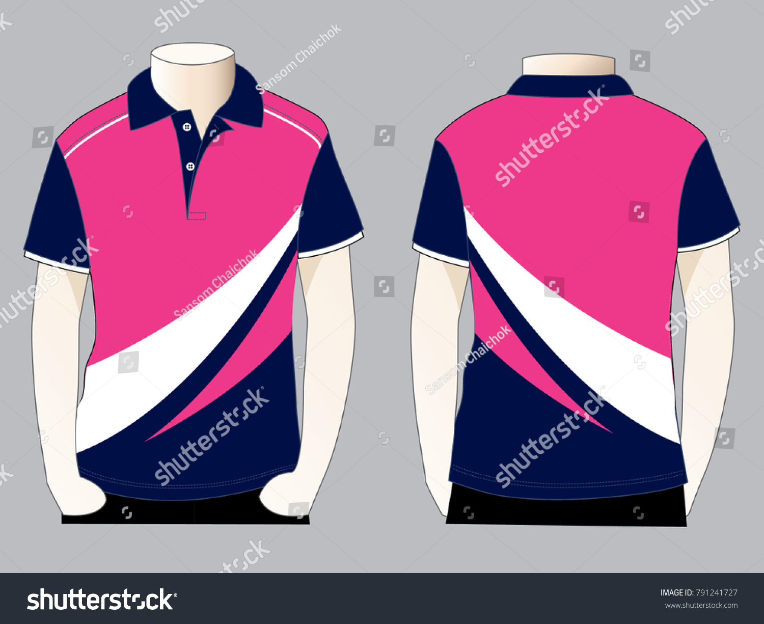 navy blue and pink polo shirt