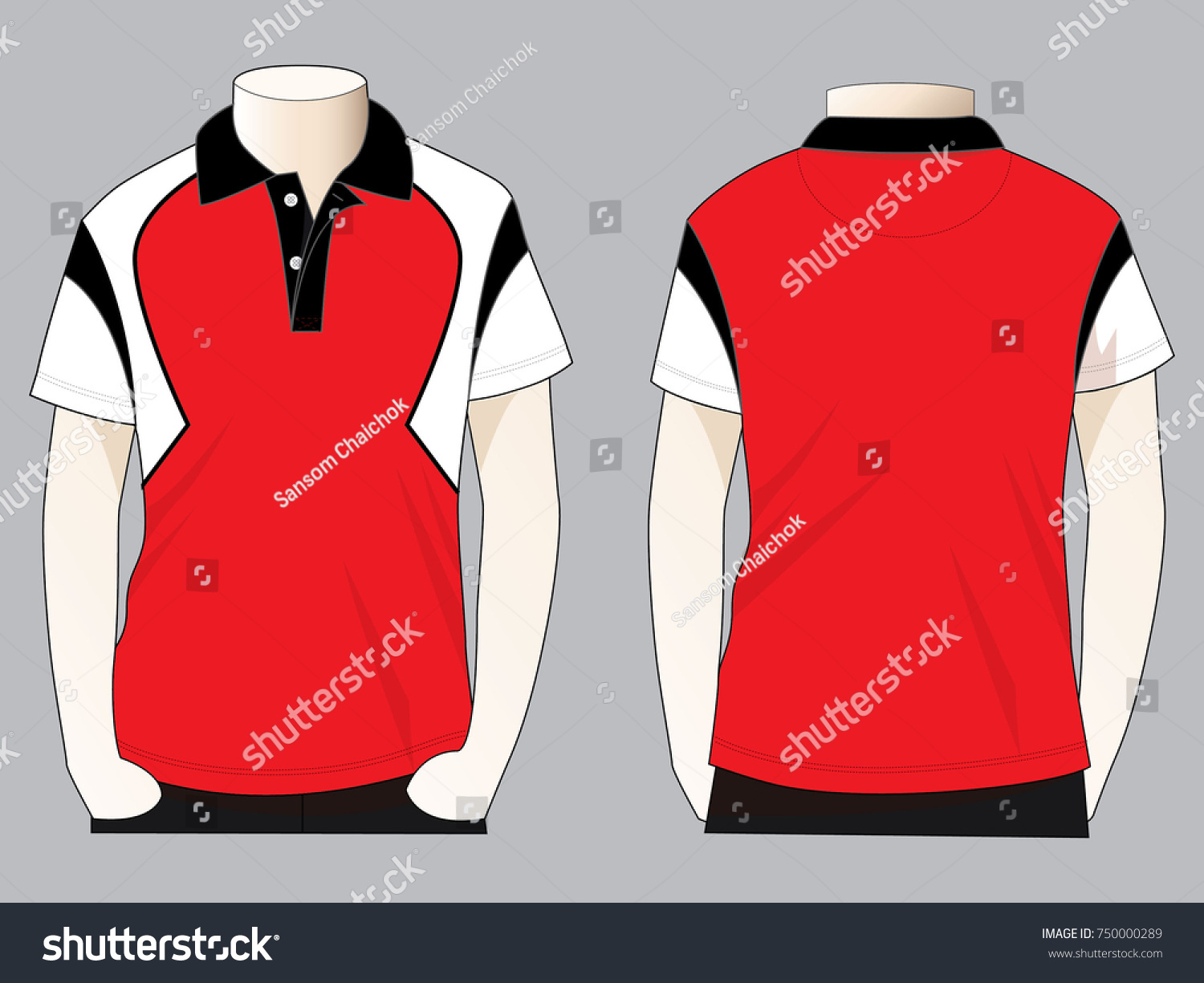 Sport Polo Shirt Design Redwhiteblack Vectorfront Stock Vector (Royalty ...