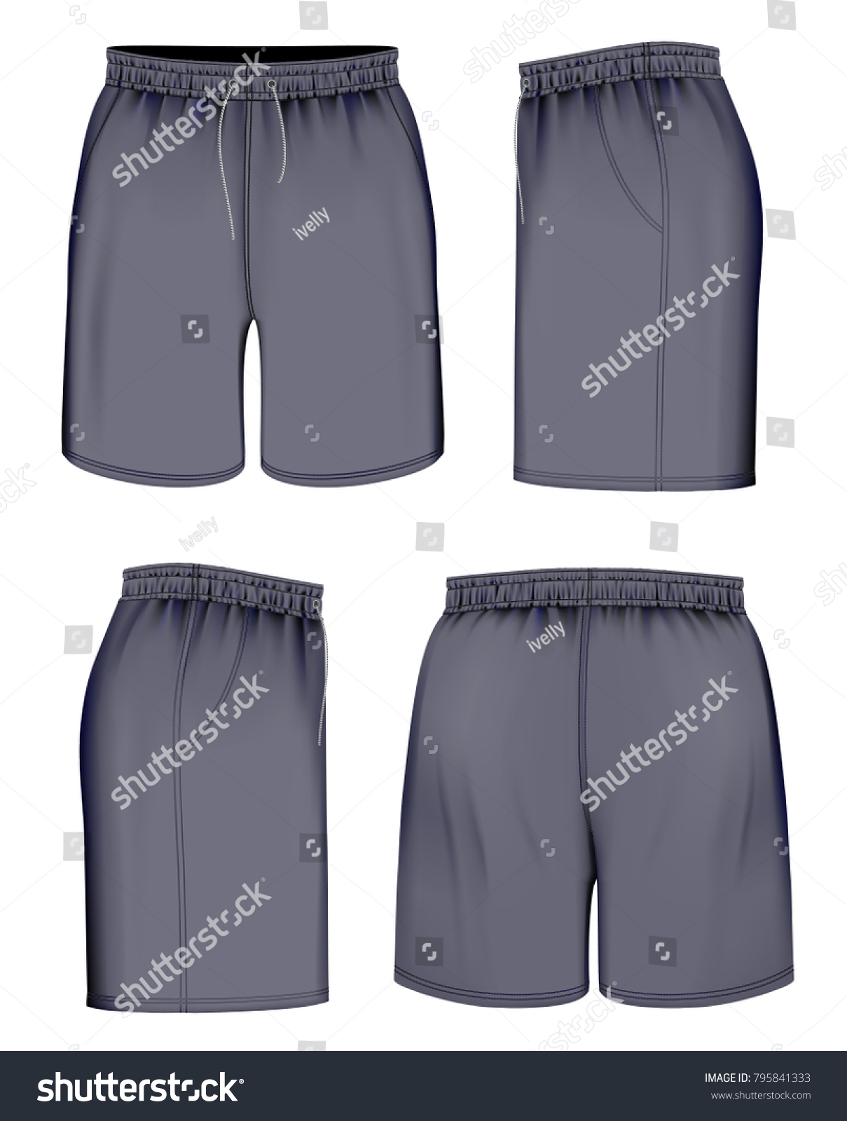 Sport Shorts Front Back Side Views Stock Vector (Royalty Free ...