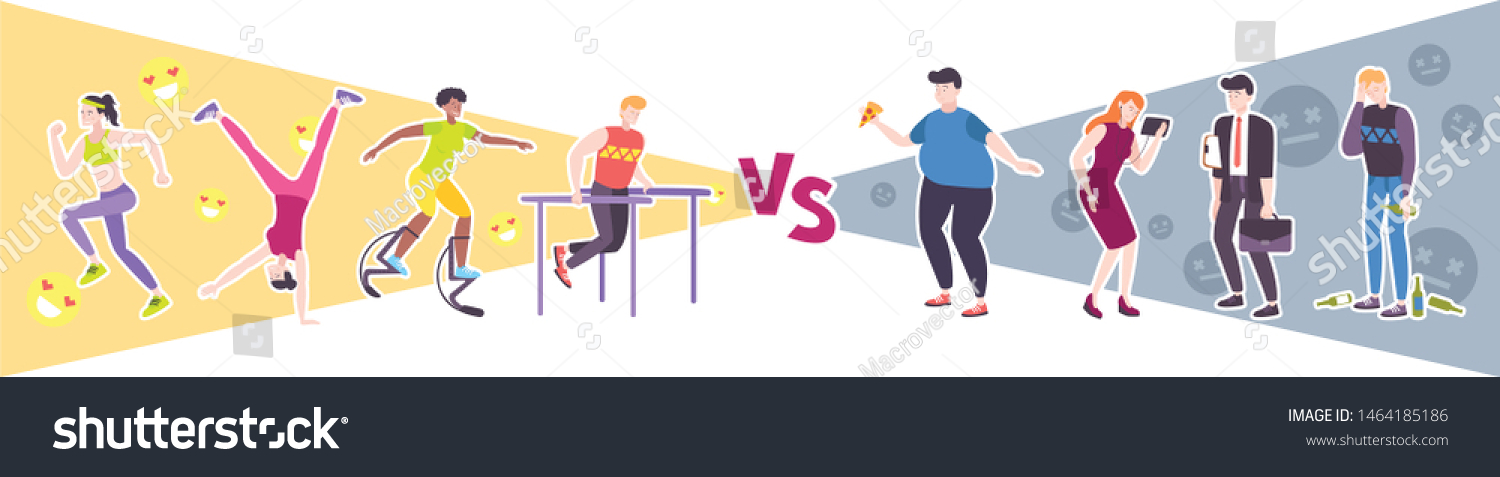 Sport people vs lazy people design concept gym wallpaper mural