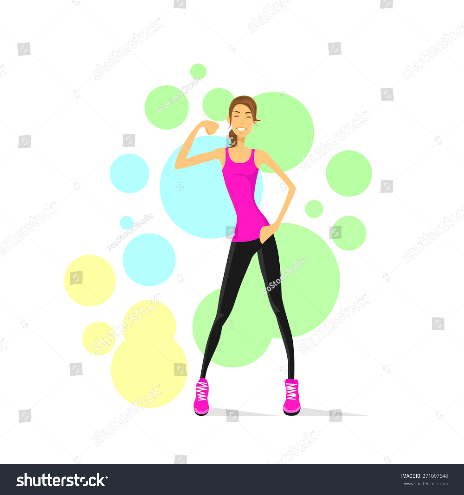 Download Sport Woman Showing Bicep Muscles Over Stock Vector 271007648 - Shutterstock