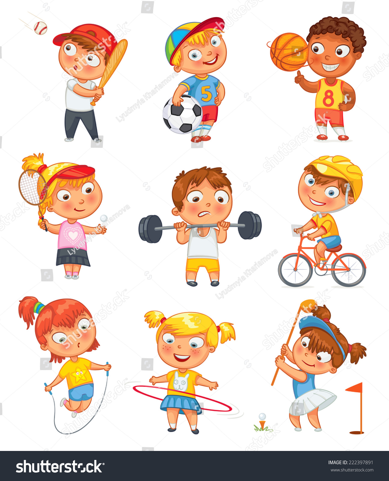 Sports Fitness Skipping Rope Hula Hoop Stock Vector 222397891 - Shutterstock