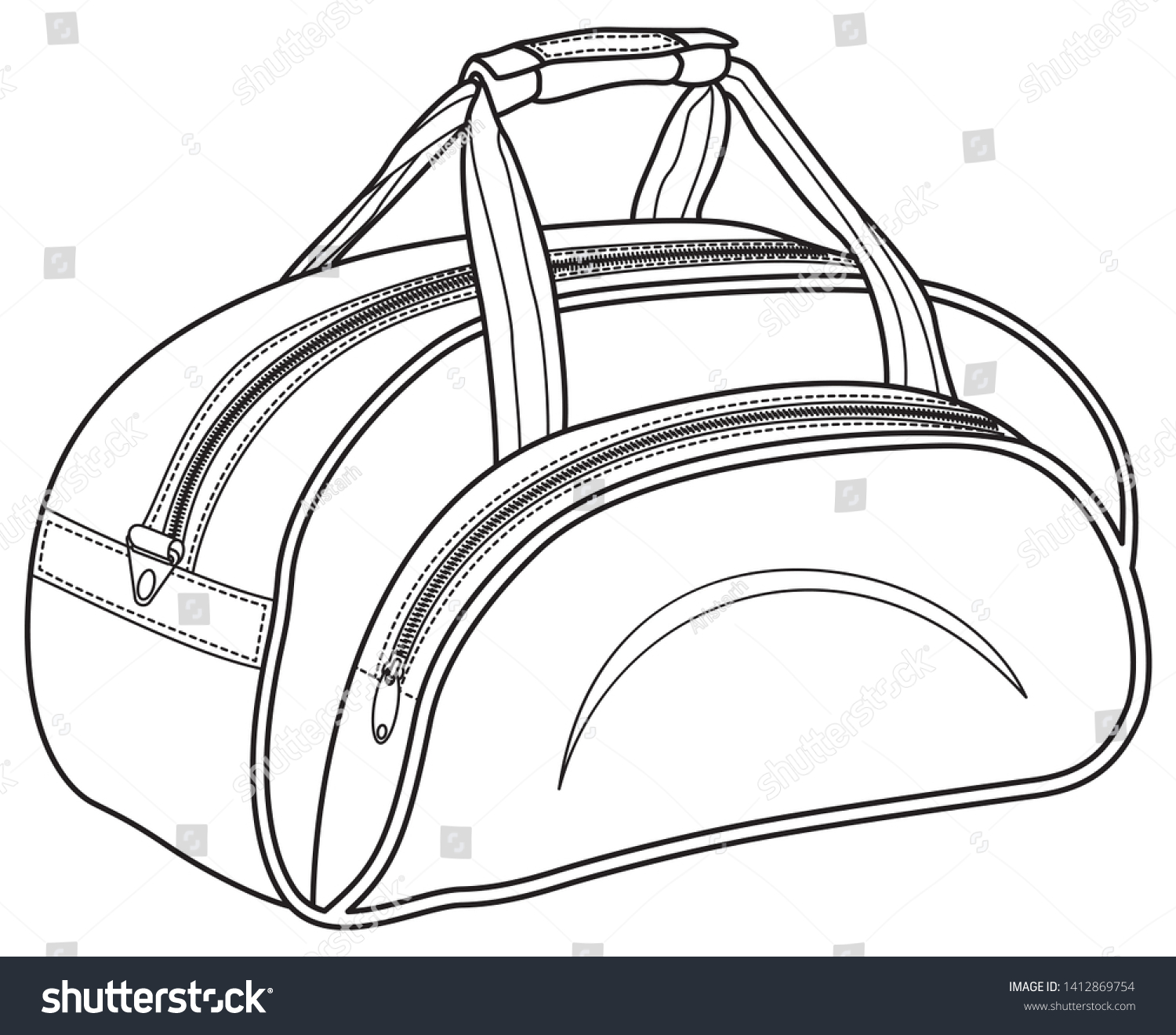 Sports Bag Vector Bags Black Outline Stock Vector (Royalty Free) 1412869754