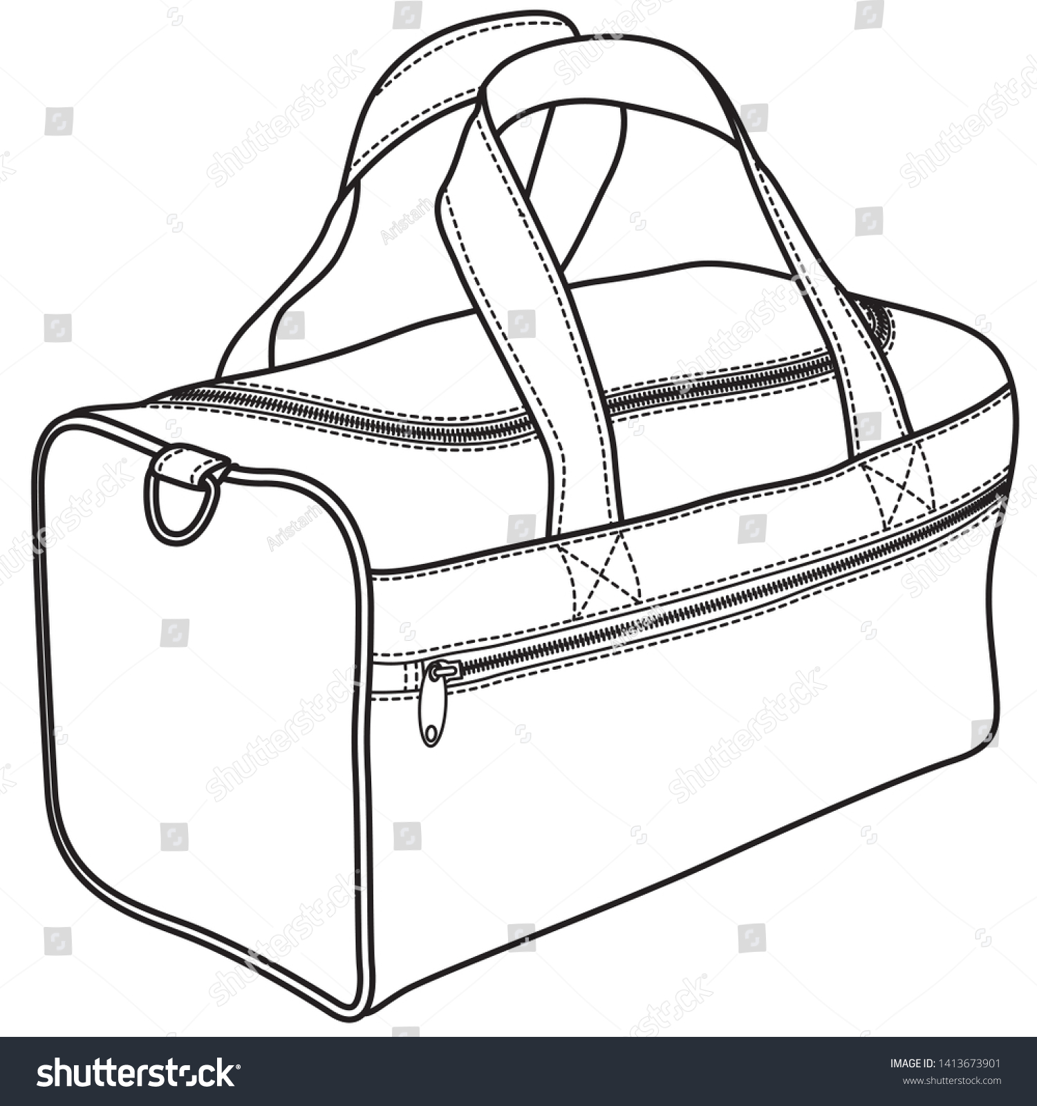 Sports Bag Vector Bags Black Outline Stock Vector (Royalty Free ...