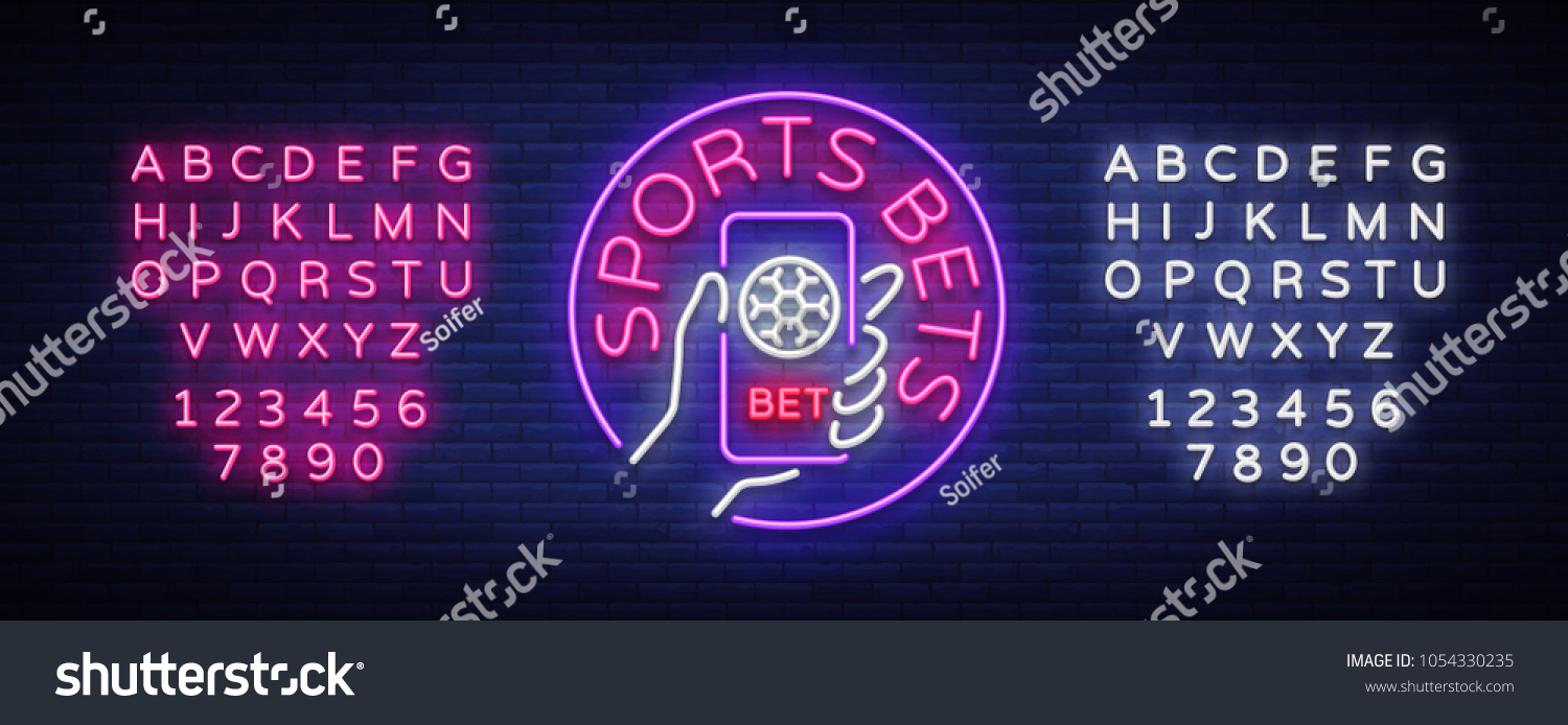 sports betting neon sign design template のベクター画像素材