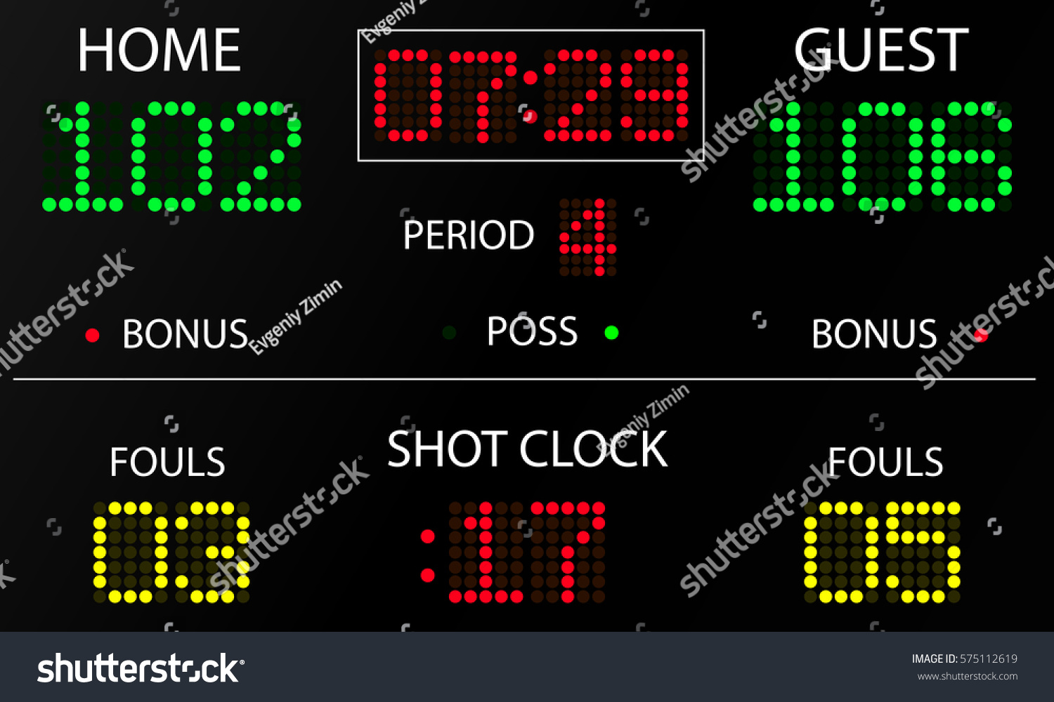 SVG of Sports electronic scoreboard. Sports statistics: score, time, period, fouls. Electronic scoreboard mockup. Vector illustration. svg