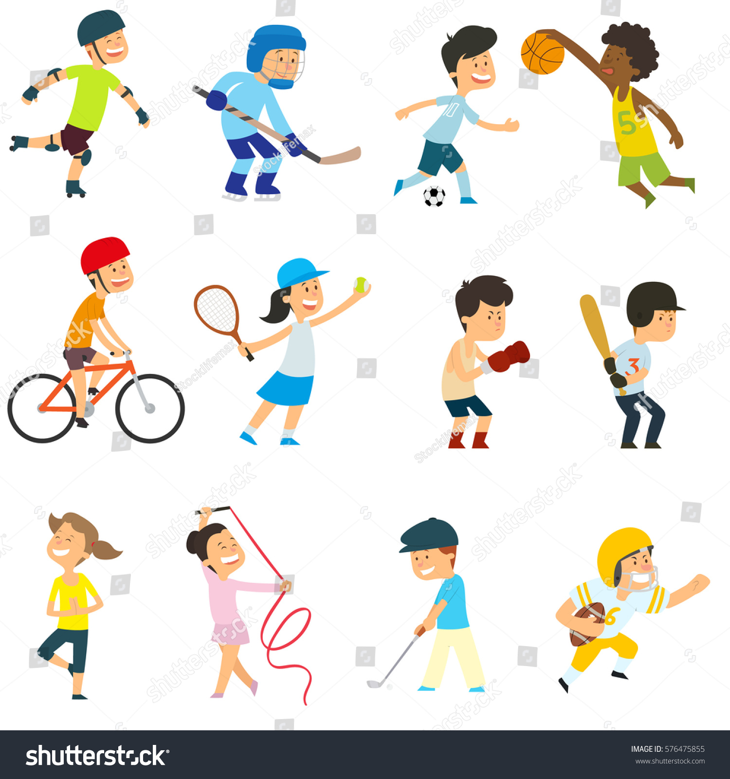 Sports Kids Actively Involved Sports Vector Stock Vector (Royalty Free ...