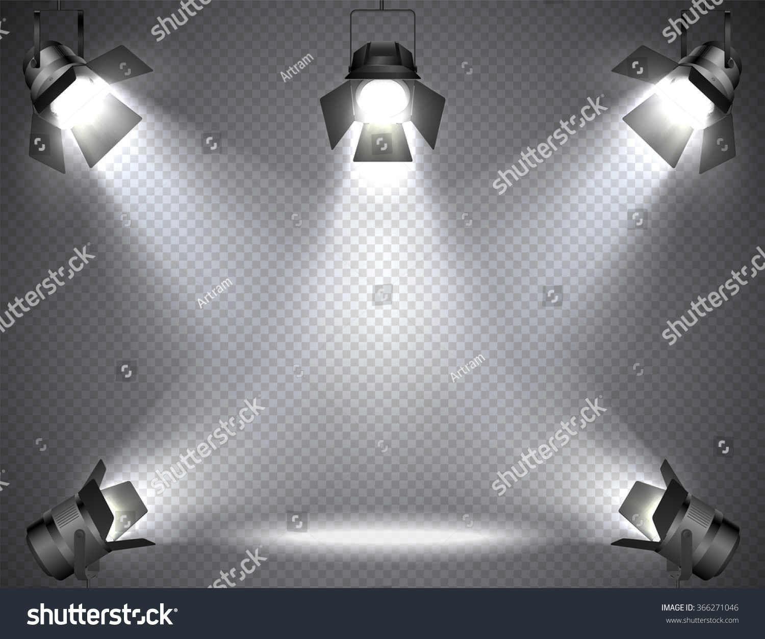 Spotlights Bright Lights On Transparent Background Stock Vector