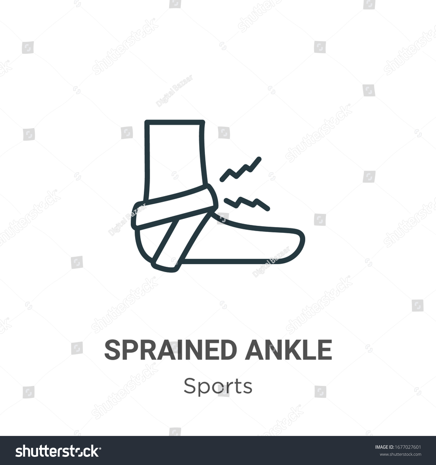 SVG of Sprained ankle outline vector icon. Thin line black sprained ankle icon, flat vector simple element illustration from editable sports concept isolated stroke on white background svg