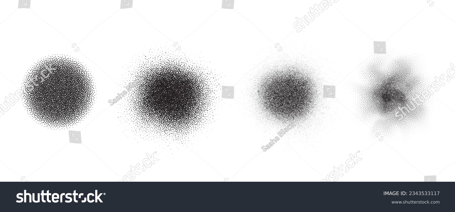 SVG of Spray circles gradient noise. Dotted rounds with grunge textured effect. Circular stipple brushed shapes. Grainy blurred vector drips svg