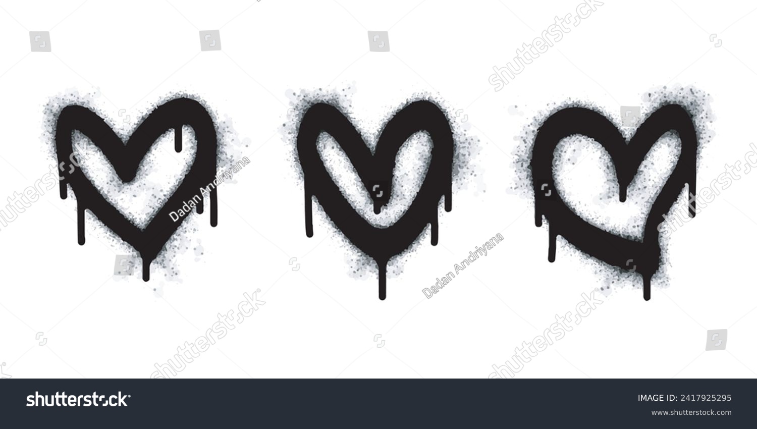 SVG of Spray graffiti heart sign painted in black on white. Love heart drop symbol. isolated on a white background. vector illustration svg