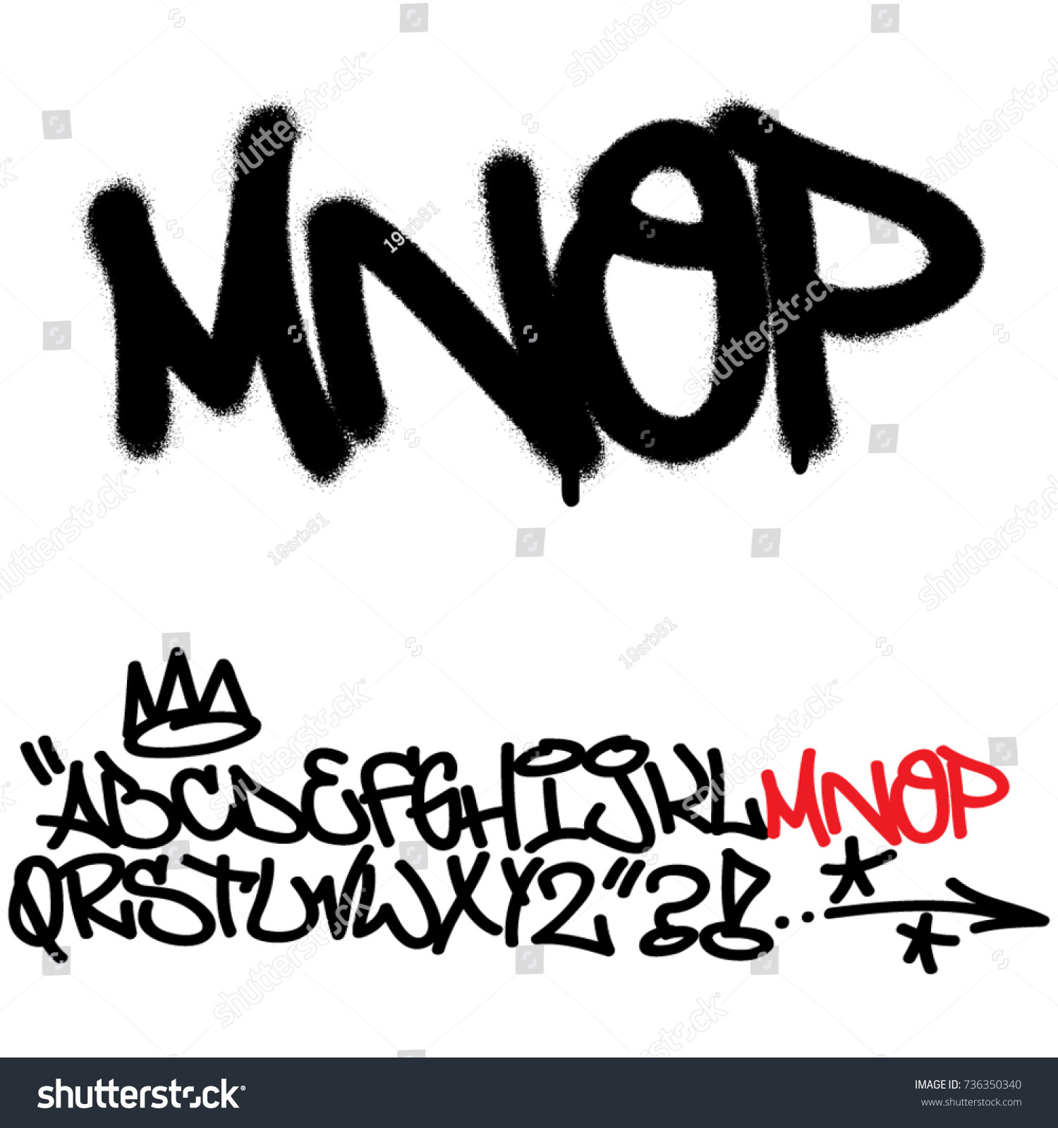 Spray Graffiti Tagging Font Letters M Stock Vector Royalty Free 736350340